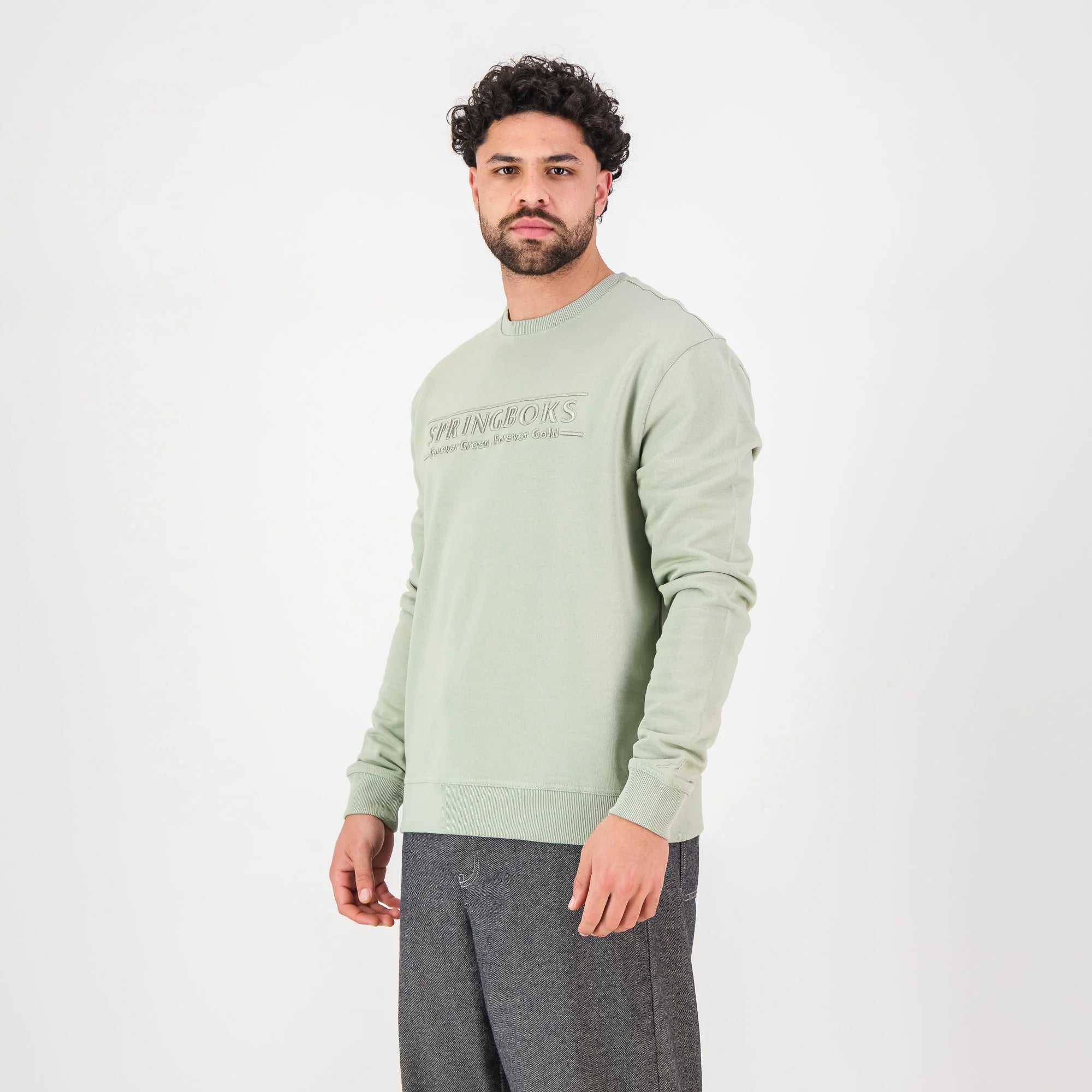 Springboks Word FGFG Crew Sweat-Desert Sage