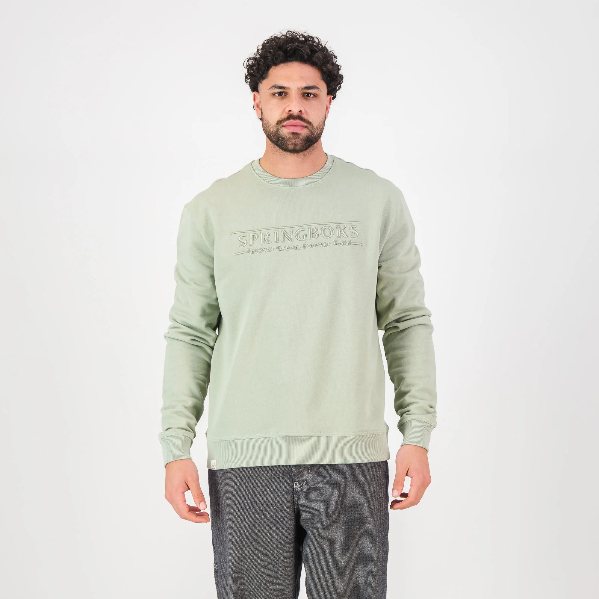 Springboks Word FGFG Crew Sweat-Desert Sage