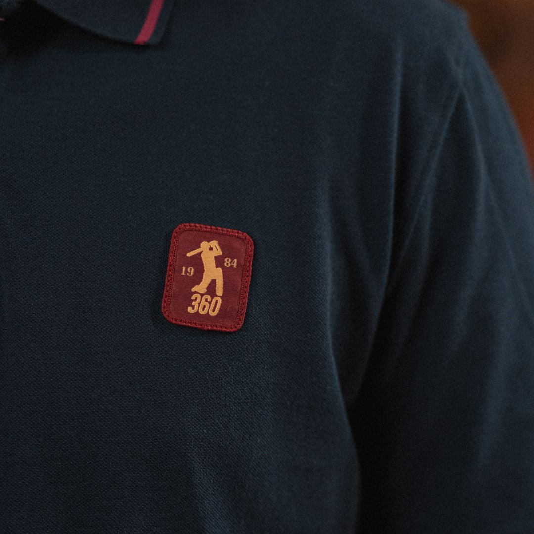 AB de Villiers 360 Small Logo Short Sleeve Polo Navy - Old School