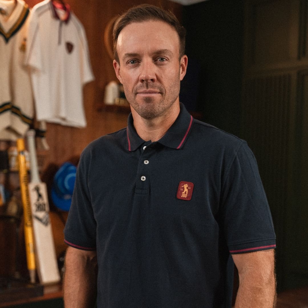 AB de Villiers 360 Small Logo Short Sleeve Polo Navy - Old School