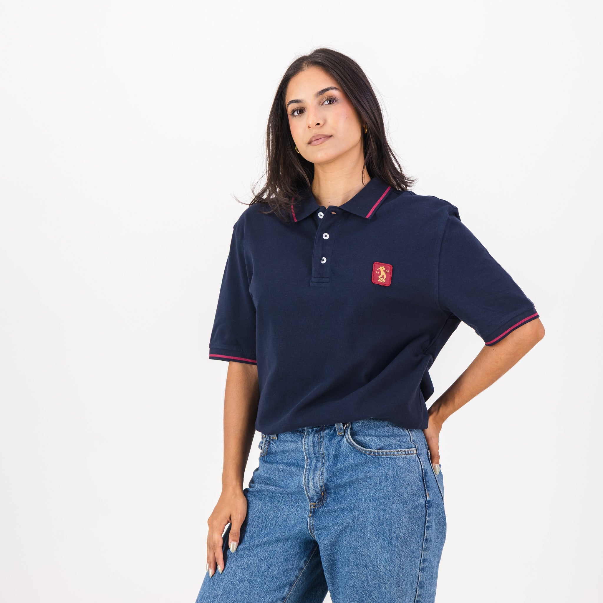 AB de Villiers 360 Small Logo Short Sleeve Polo Navy - Old School