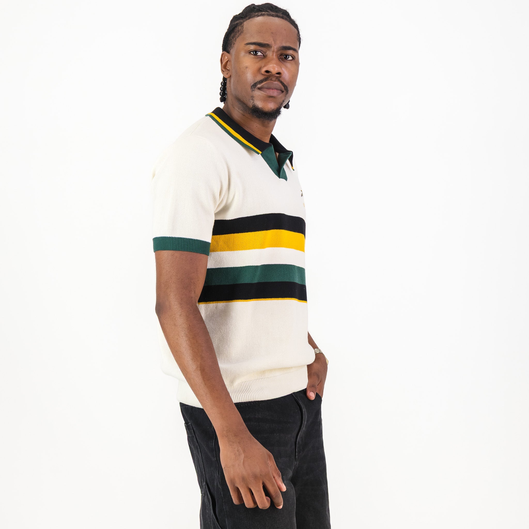 Bafana Bafana YD Stripe SS Knitwear Polo - Ivory - Old School