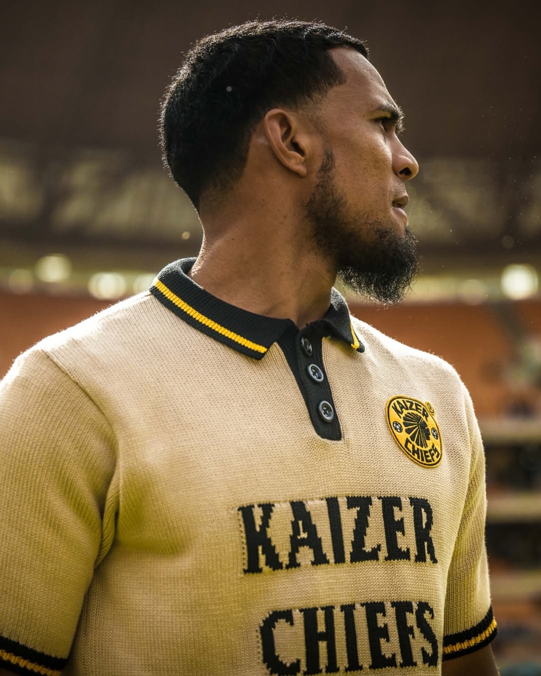 Kaizer Chiefs SS Knitted Jersey - Ivory - Old School