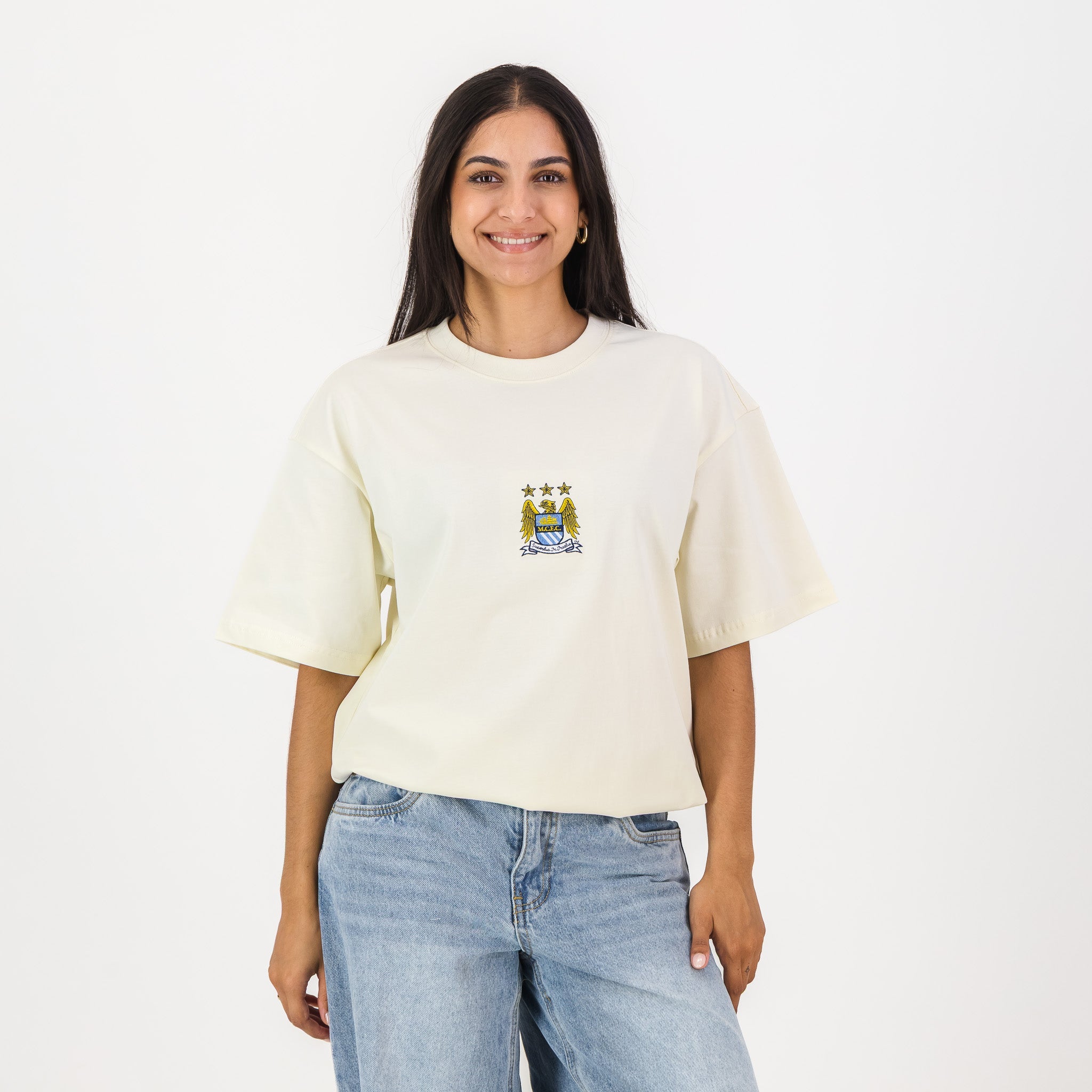 Manchester City Vintage Crest Boxy Tee - Cloud Dancer - Old School
