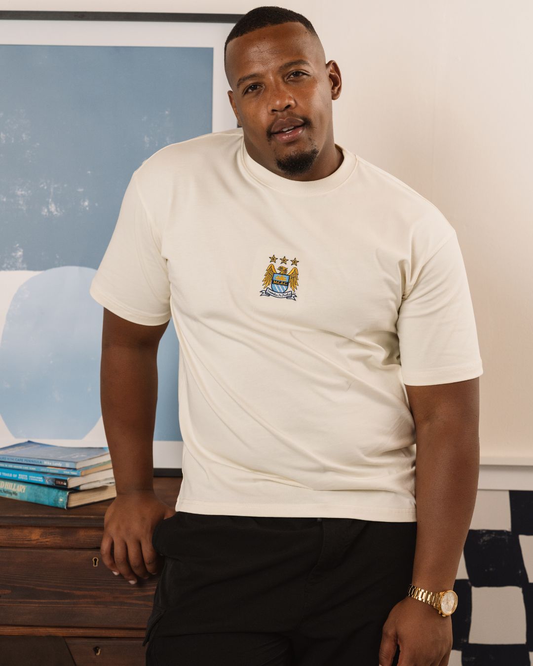 Manchester City Vintage Crest Boxy Tee - Cloud Dancer - Old School