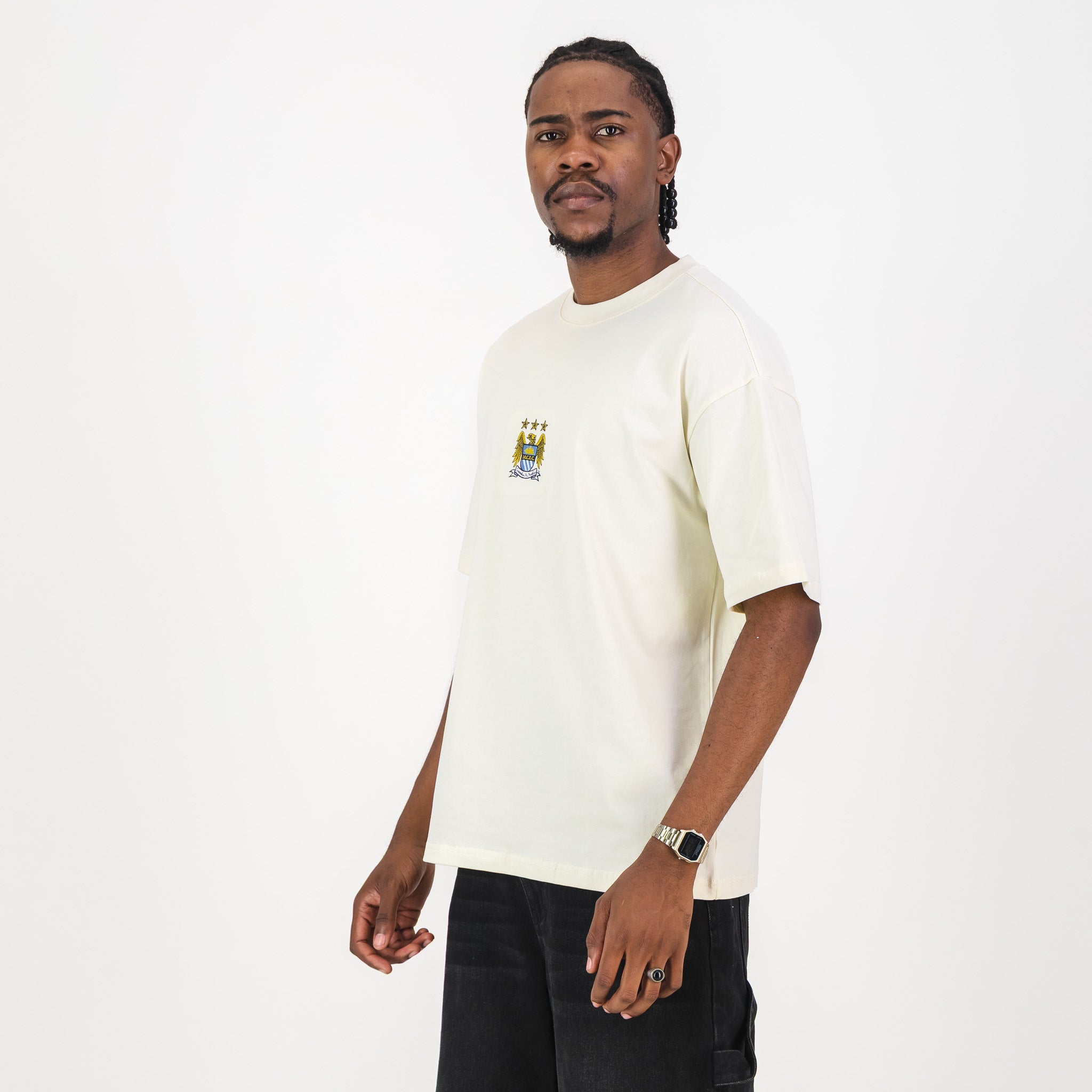 Manchester City Vintage Crest Boxy Tee - Cloud Dancer - Old School