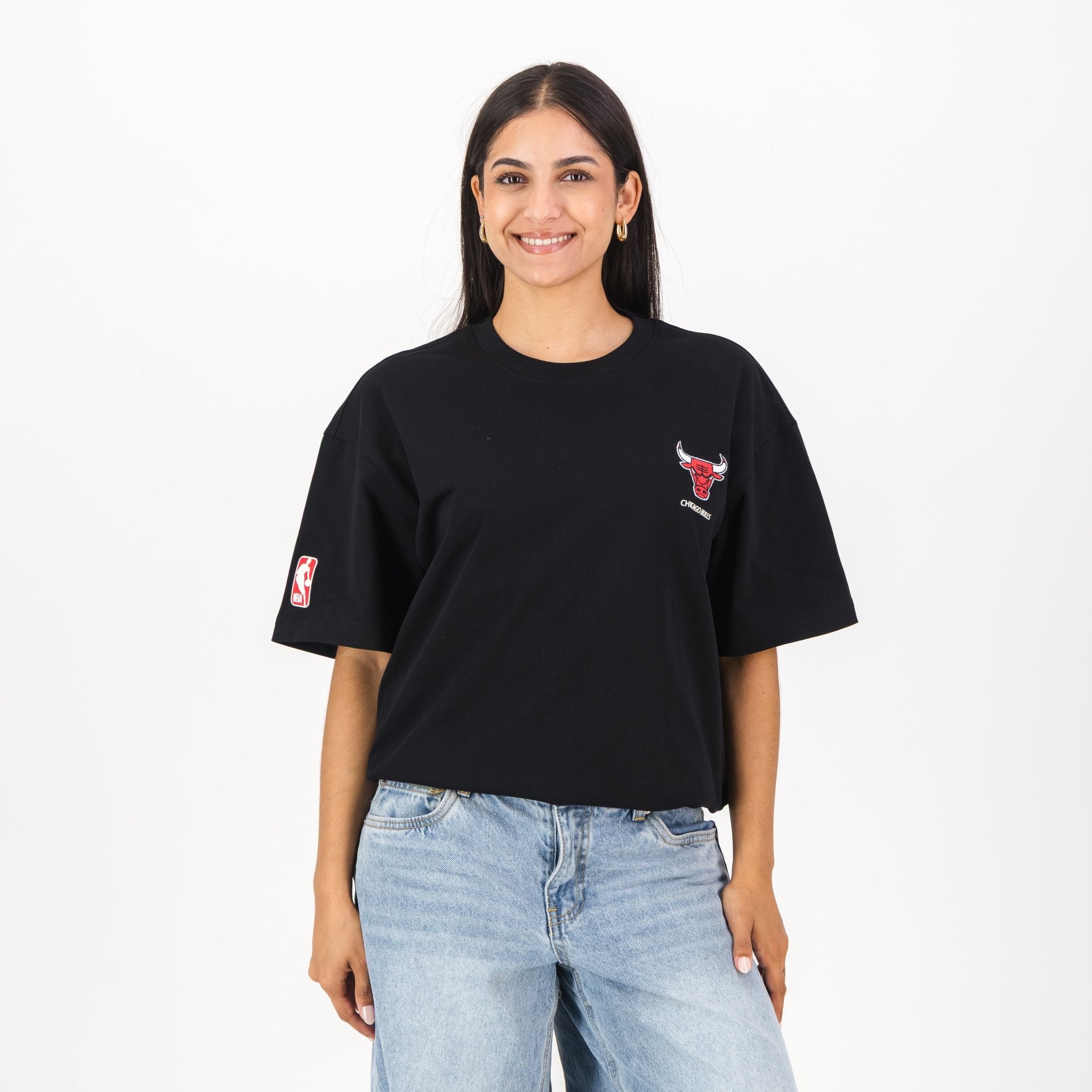 NBA Chicago Bulls Boxy Tee - Black - Old School