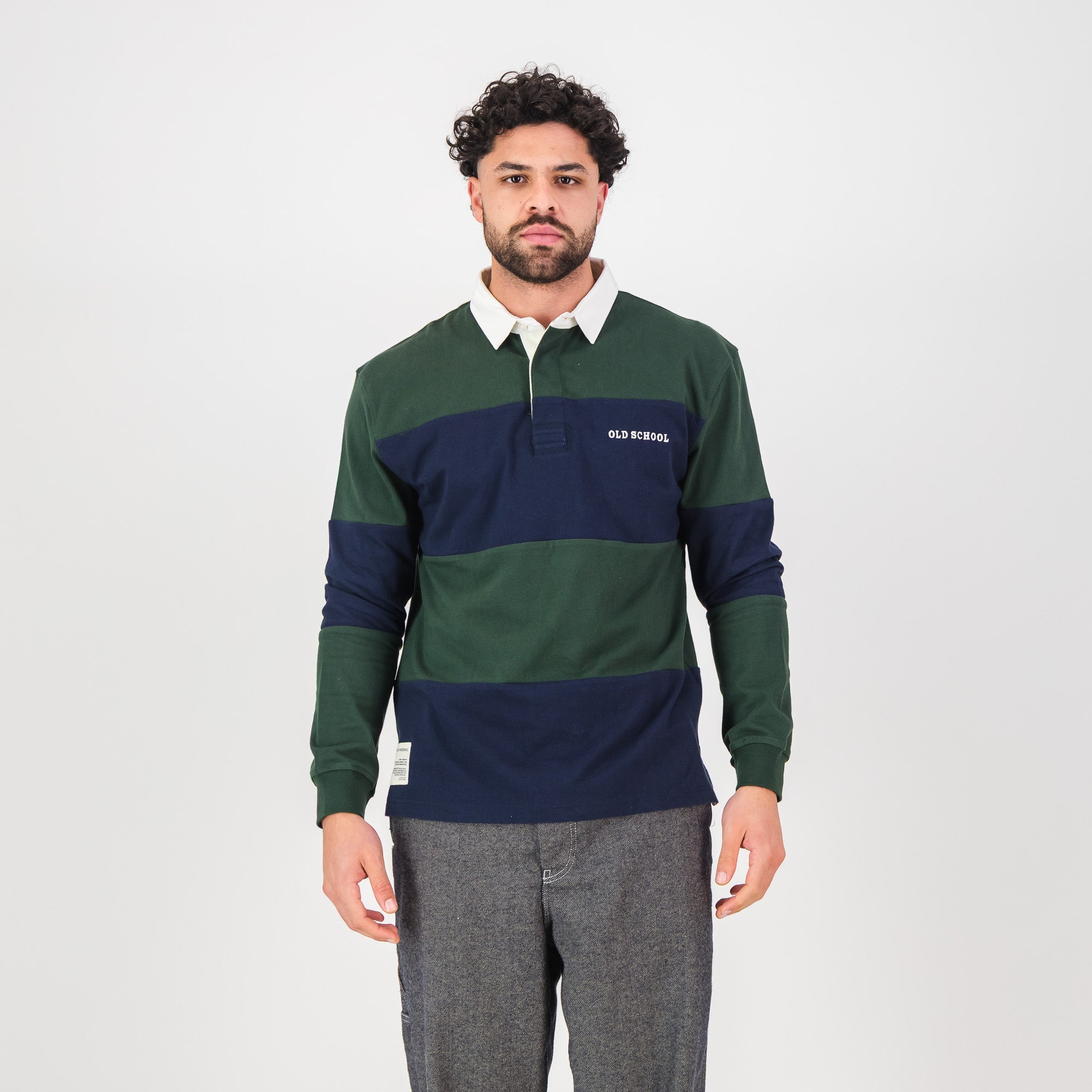 Old School C&S Stripe LS Rugby Jersey - Navy - Old School