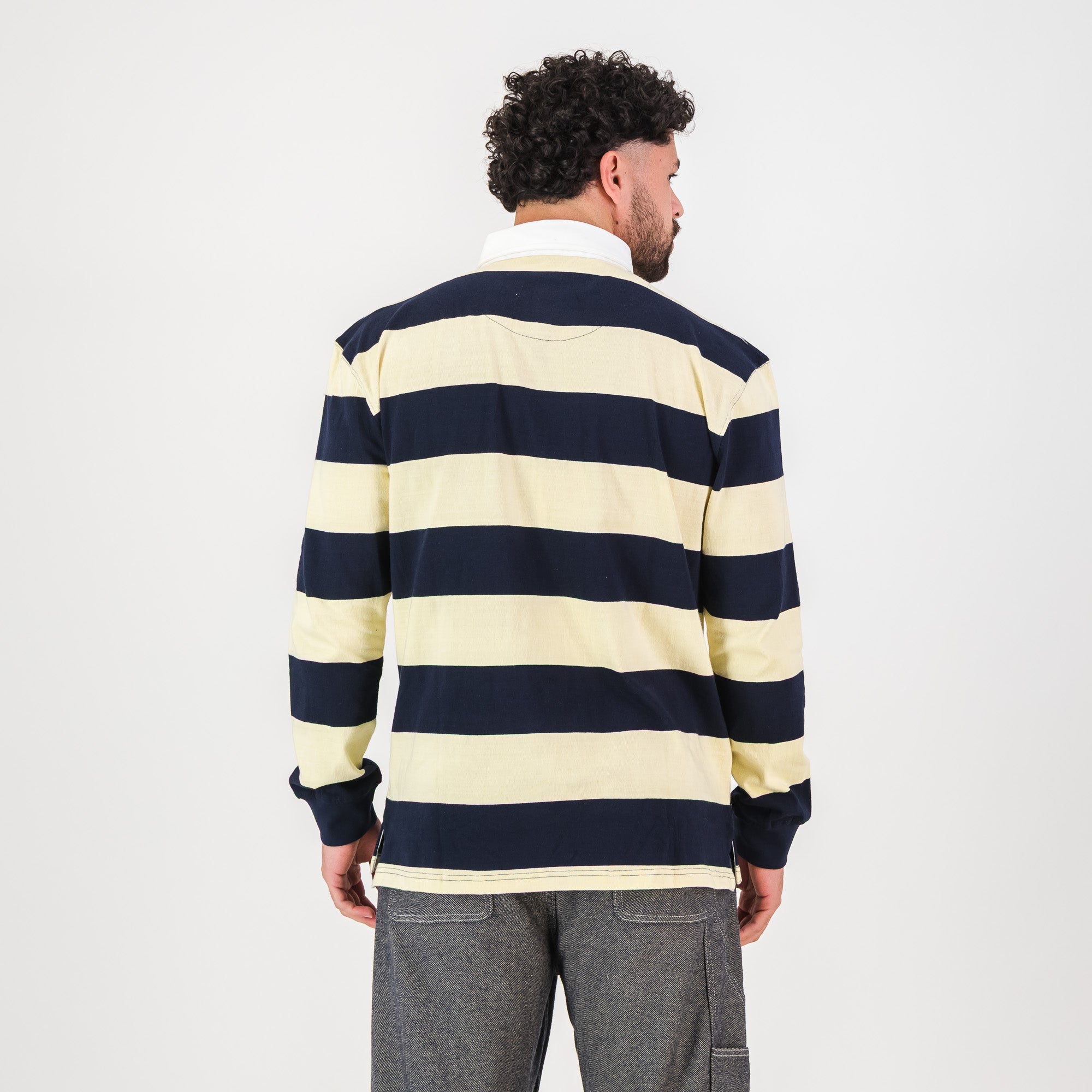 Old School YD Stripe 8X8 LS Rugby Jersey - Navy - Old School