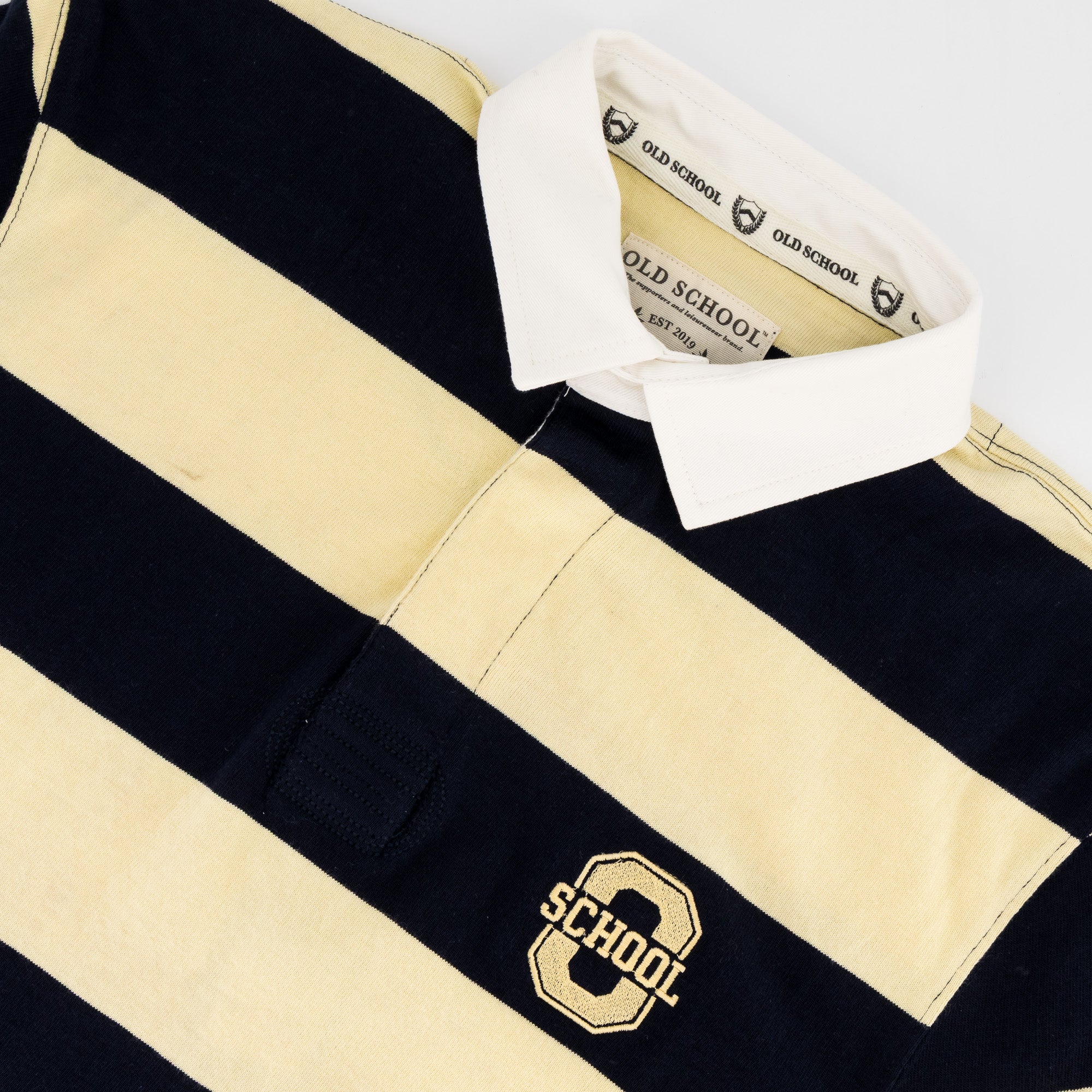 Old School YD Stripe 8X8 LS Rugby Jersey - Navy - Old School