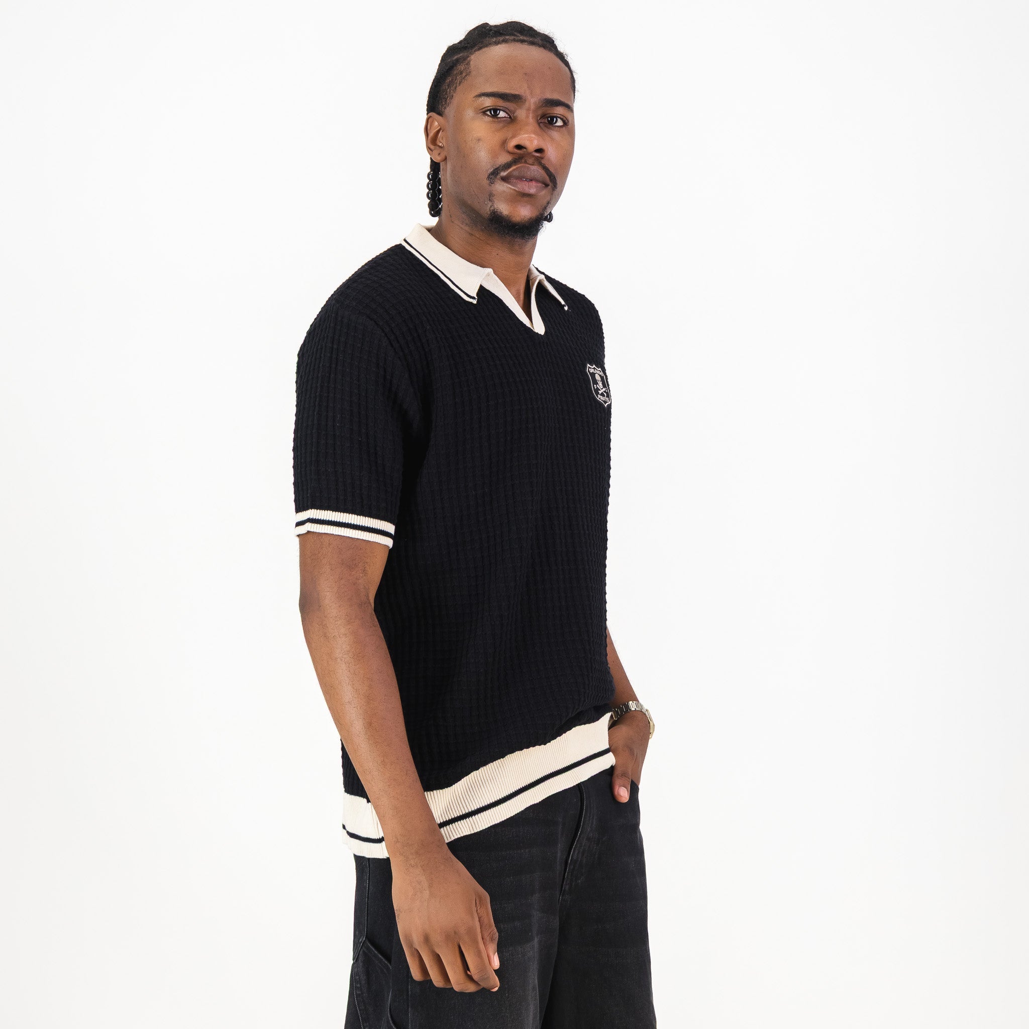 Orlando Pirates Basket Weave SS Knit Jersey - Black - Old School