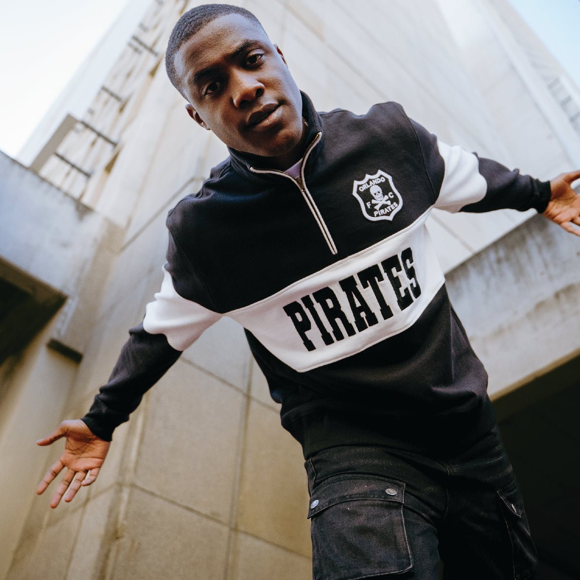 Orlando Pirates Quarter Zip Sweat - Black - Old School