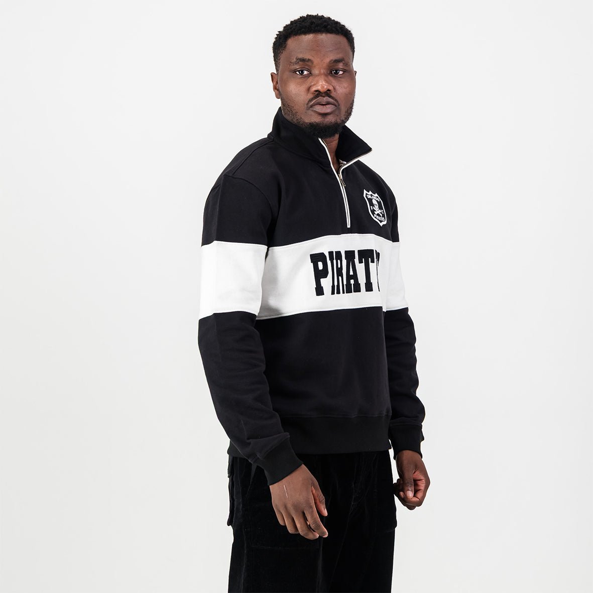 Orlando Pirates Quarter Zip Sweat - Black - Old School