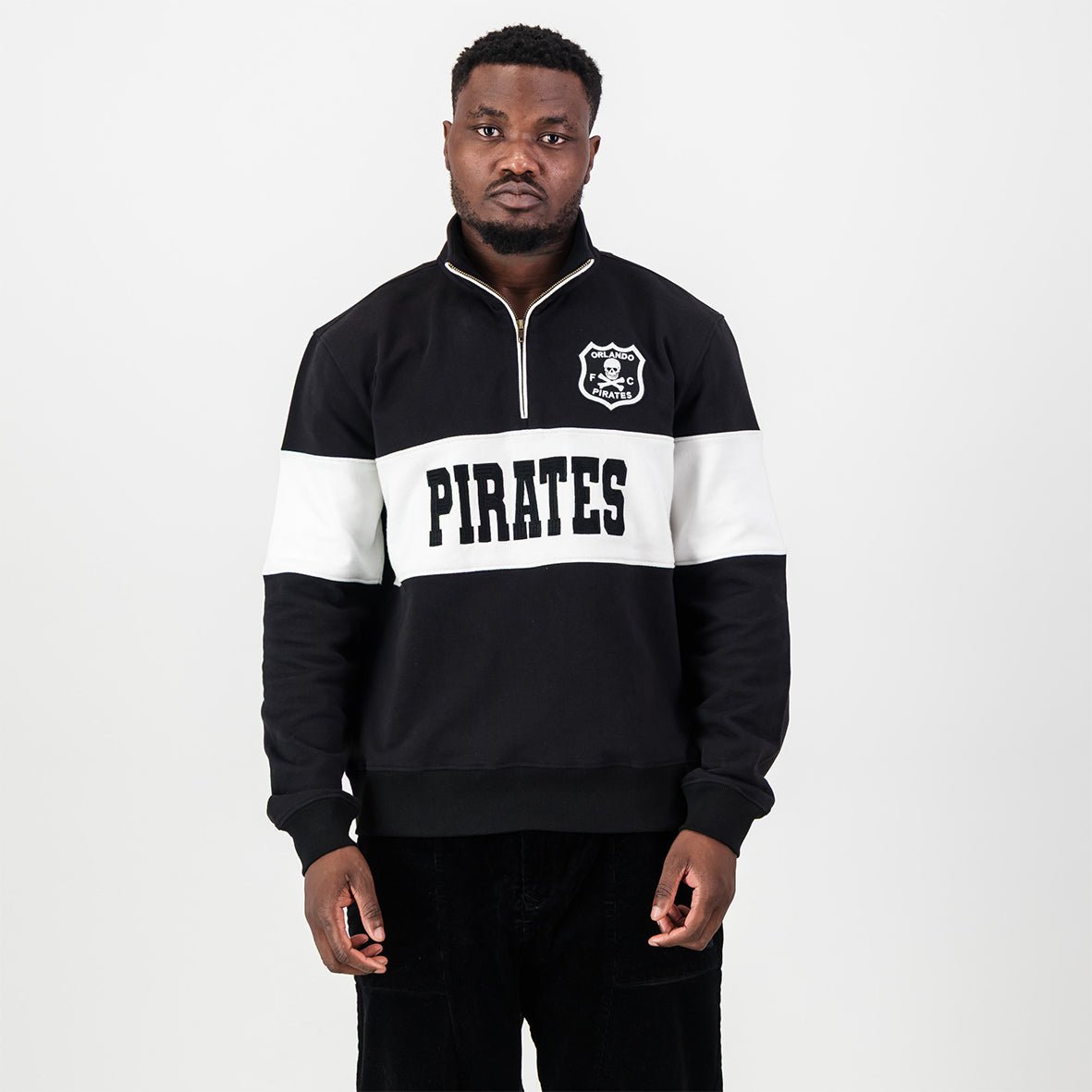 Orlando Pirates Quarter Zip Sweat - Black - Old School