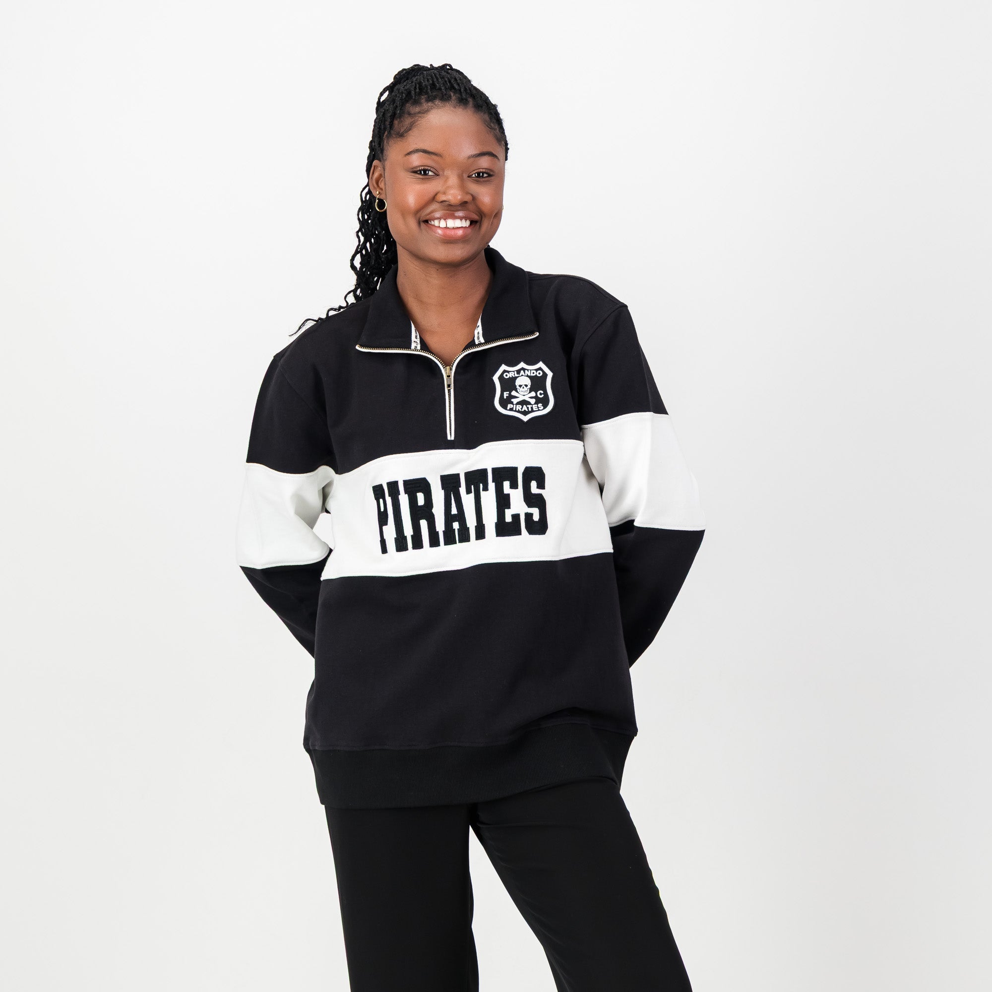Orlando Pirates Quarter Zip Sweat - Black - Old School