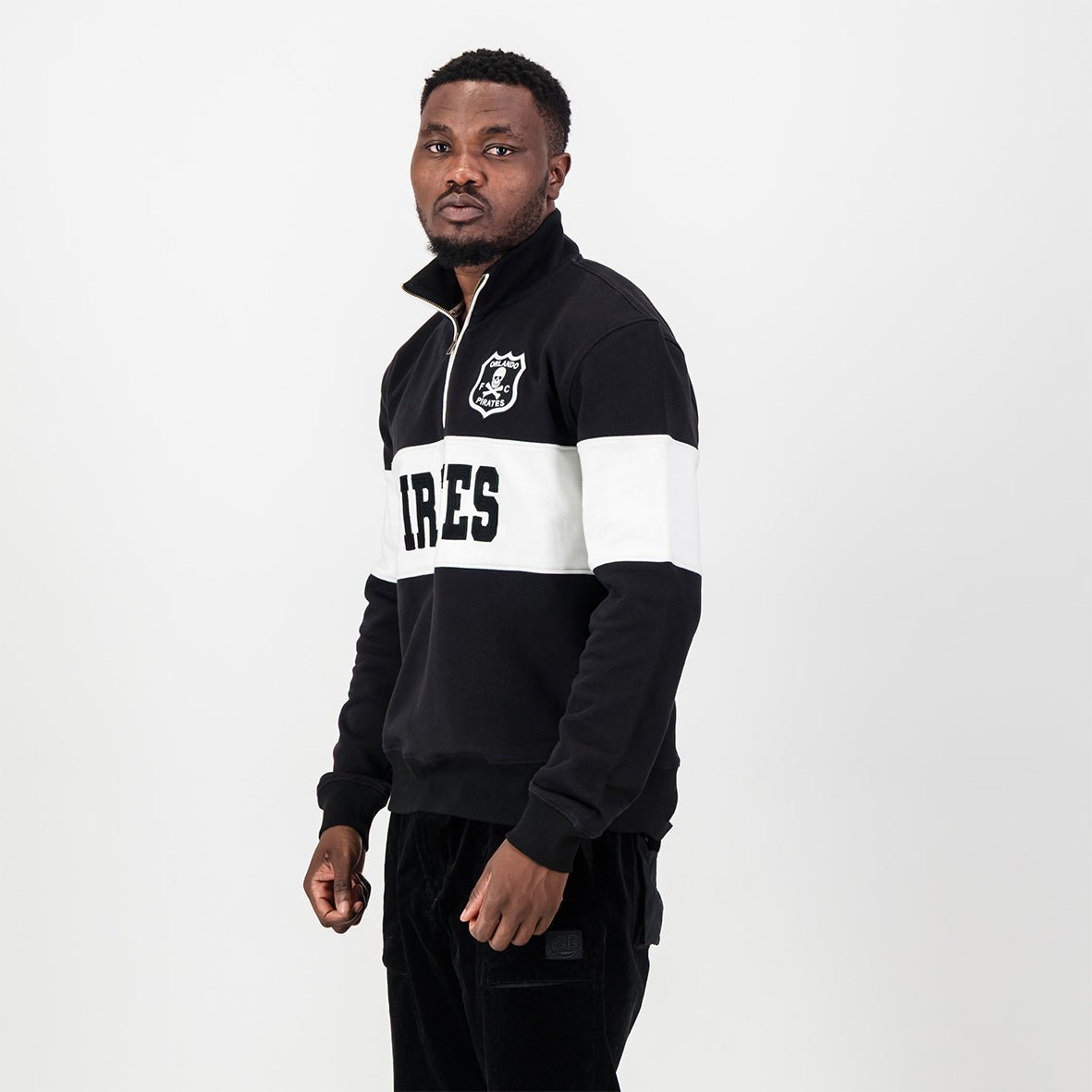 Orlando Pirates Quarter Zip Sweat - Black - Old School