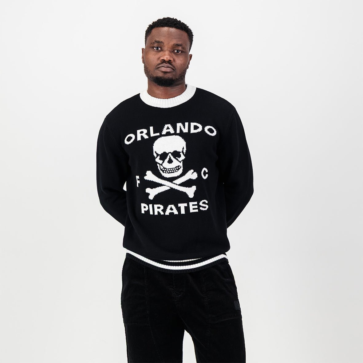 Orlando Pirates Tipped Crew Knit LS Jersey - Black - Old School
