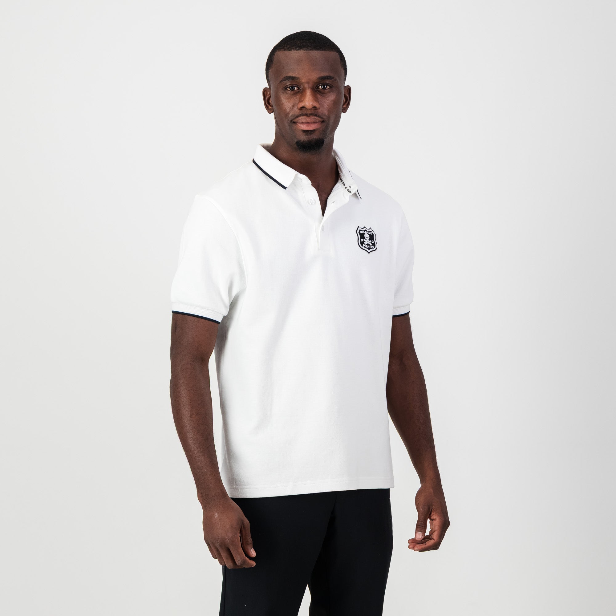 Orlando Pirates Tipped Polo - White - Old School