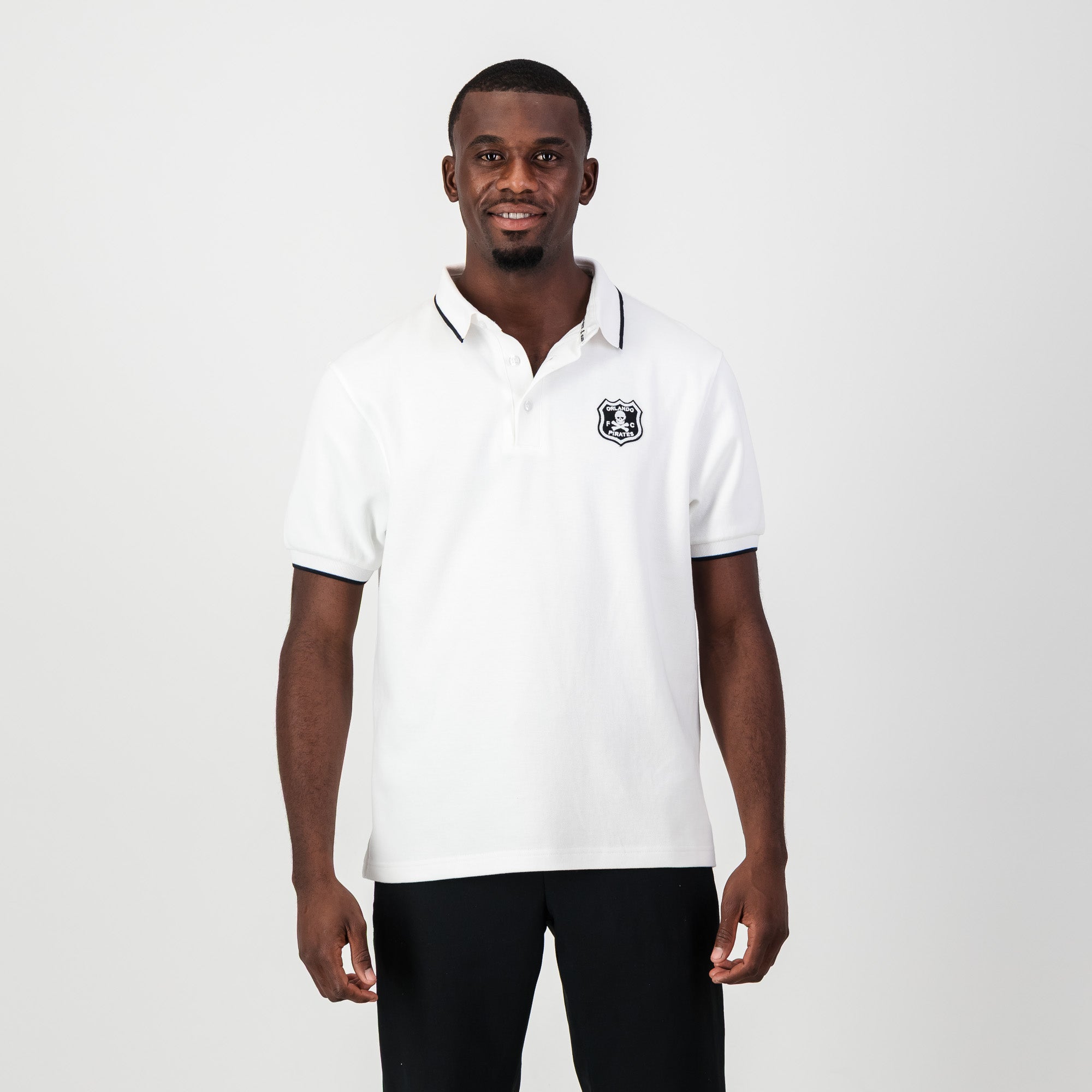 Orlando Pirates Tipped Polo - White - Old School