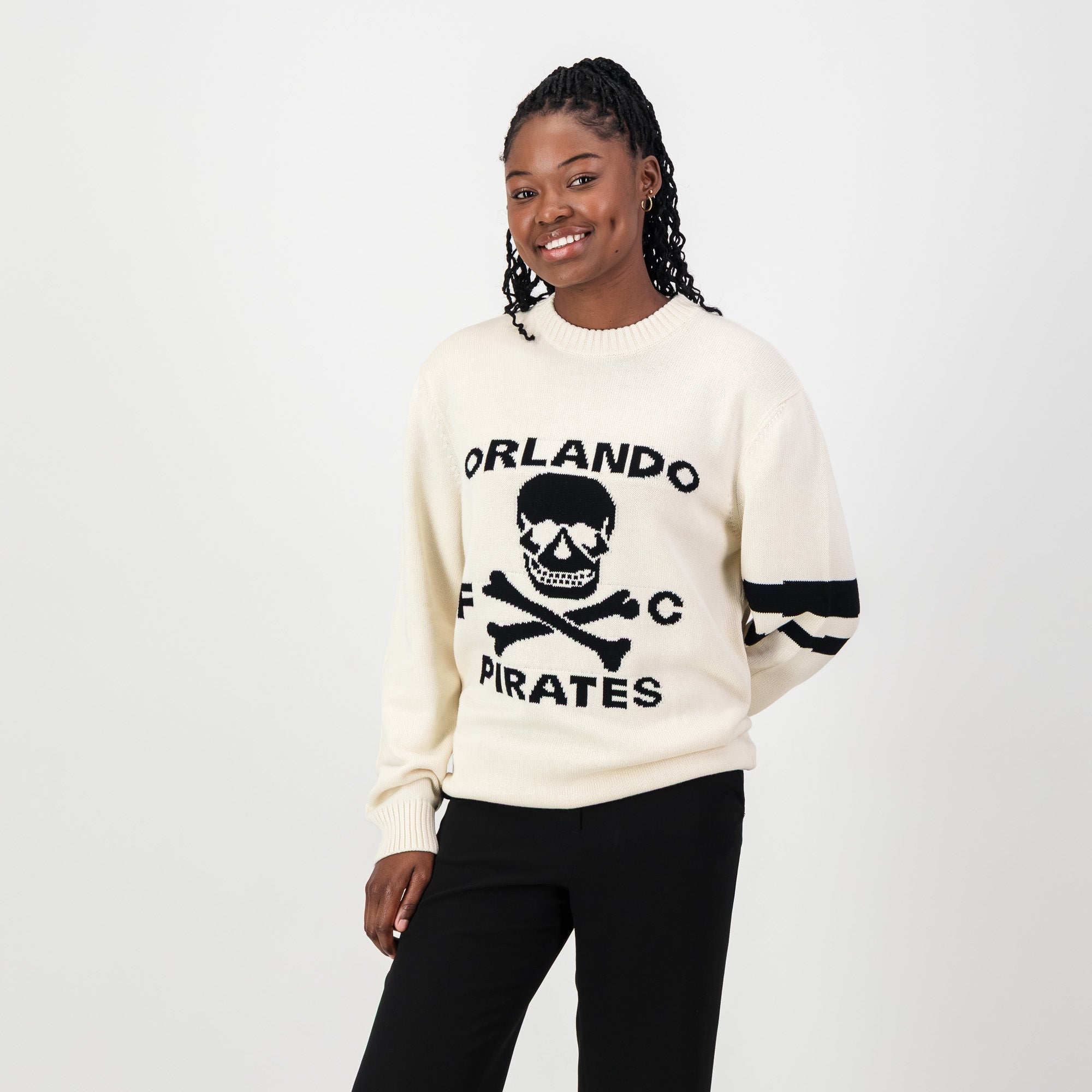 Orlando Pirates Xbone Crew Knit LS Jersey - Ivory - Old School