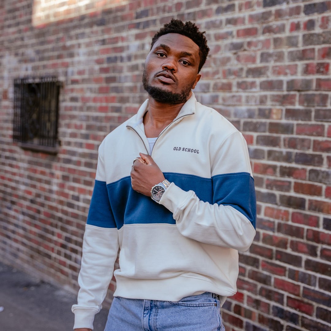 Quarter Zip Sweater - Navy - Old School