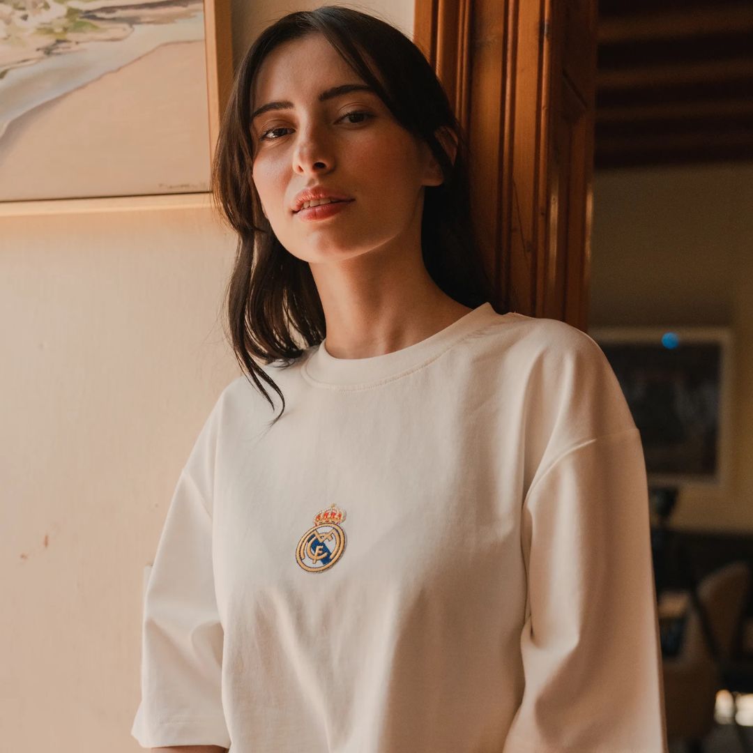 Real Madrid Crest Boxy Tee - Cloud Dancer - Old School