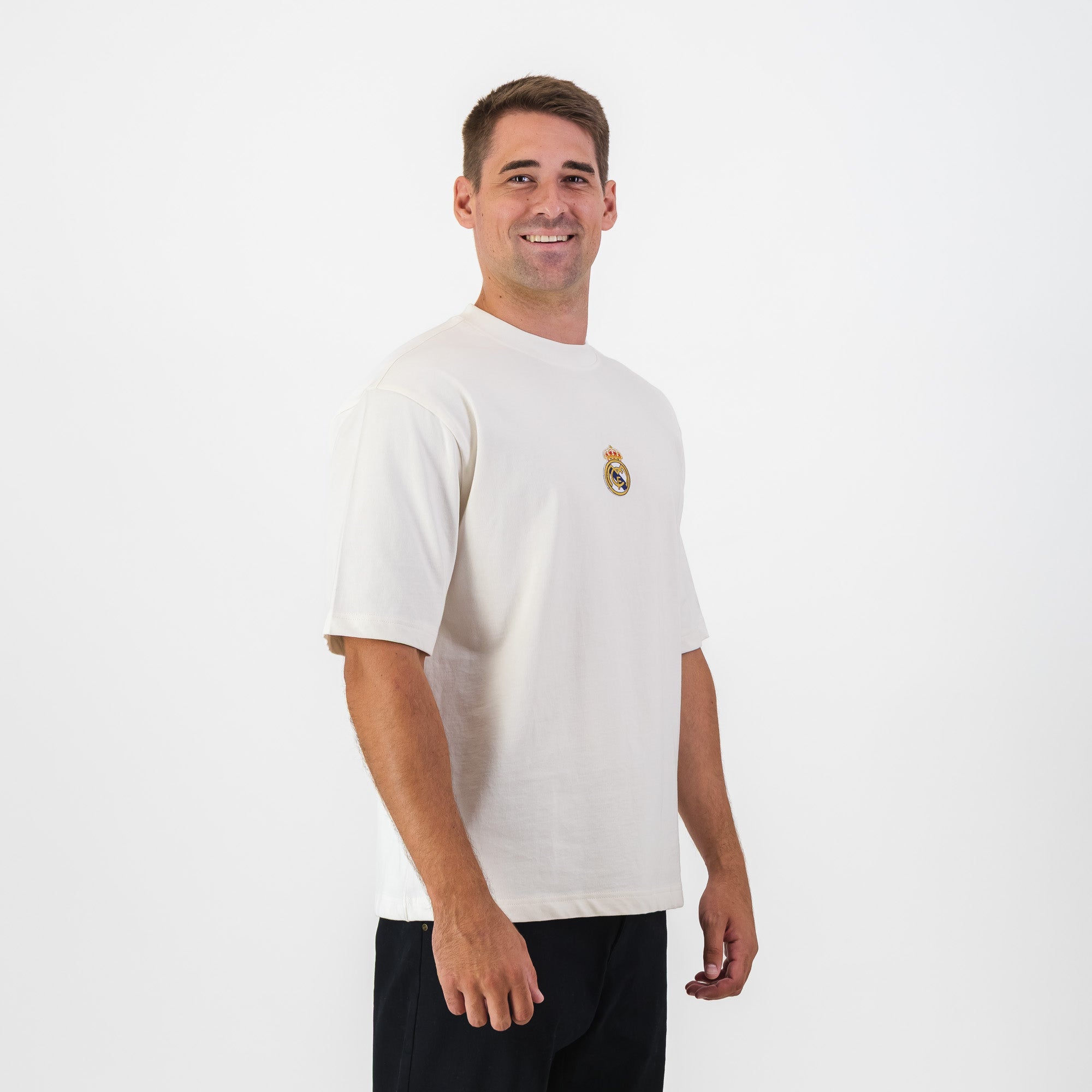 Real Madrid Crest Boxy Tee - Cloud Dancer - Old School
