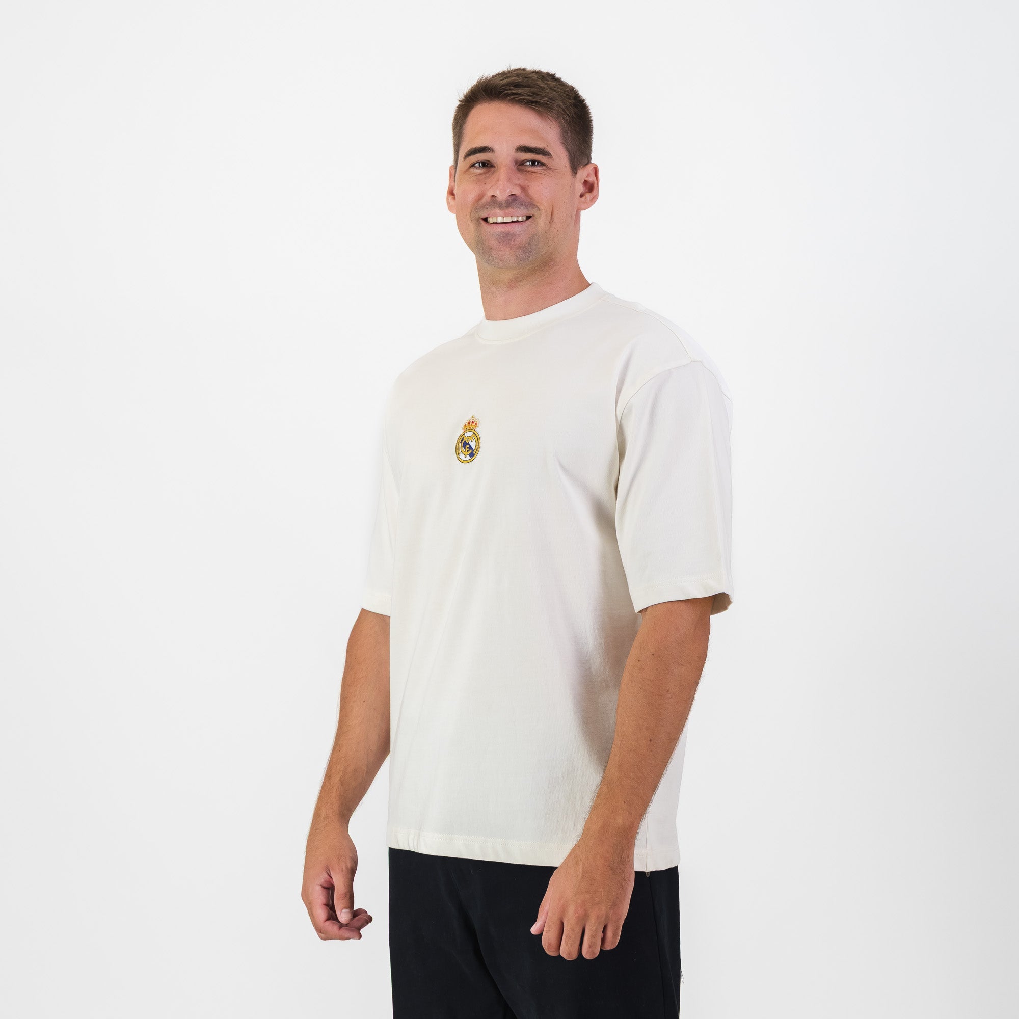Real Madrid Crest Boxy Tee - Cloud Dancer - Old School