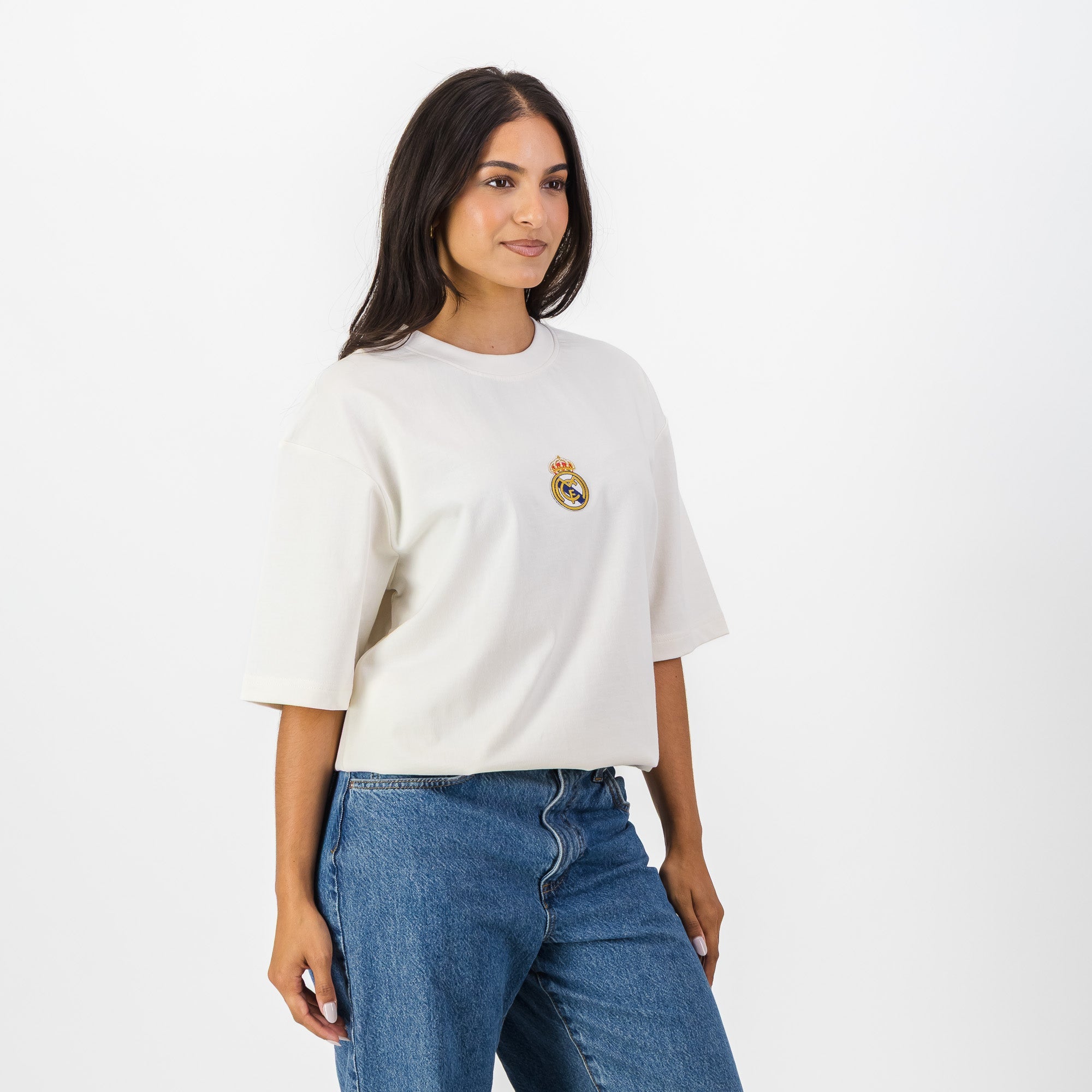 Real Madrid Crest Boxy Tee - Cloud Dancer - Old School