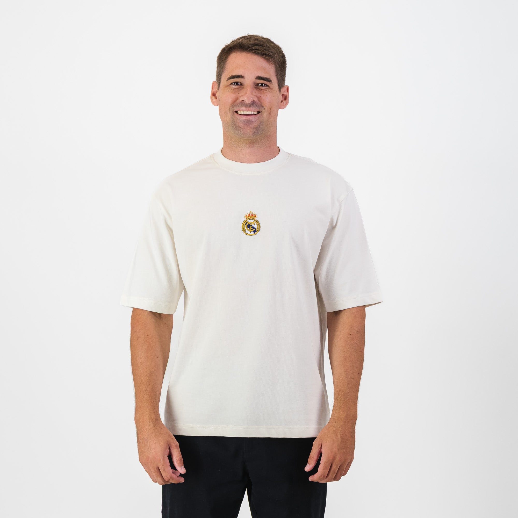 Real Madrid Crest Boxy Tee - Cloud Dancer - Old School