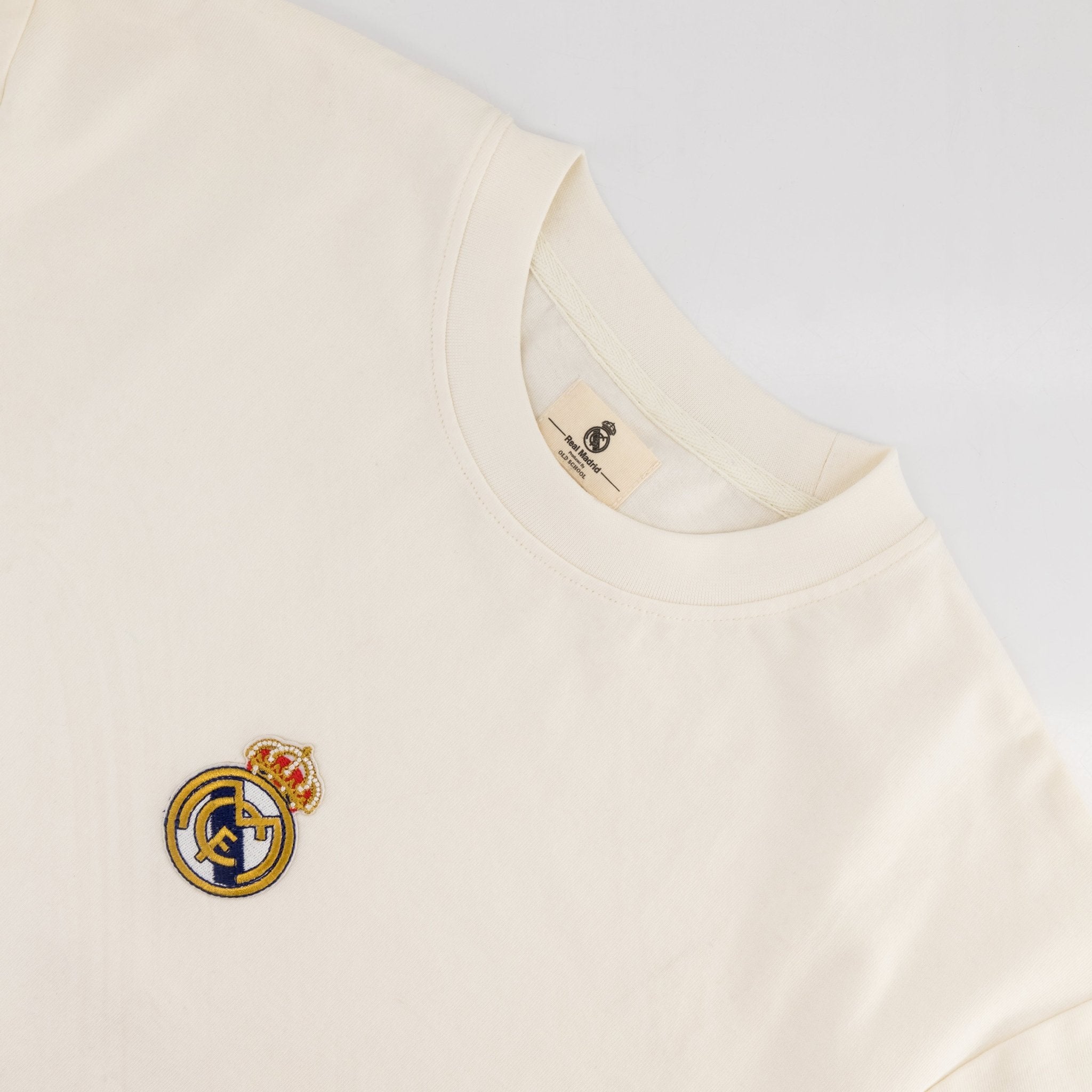 Real Madrid Crest Boxy Tee - Cloud Dancer - Old School
