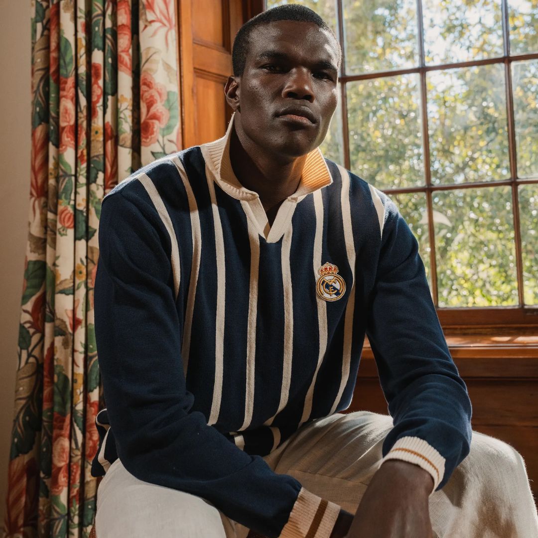 Real Madrid Stripe LS Knit Jersey - Navy - Old School