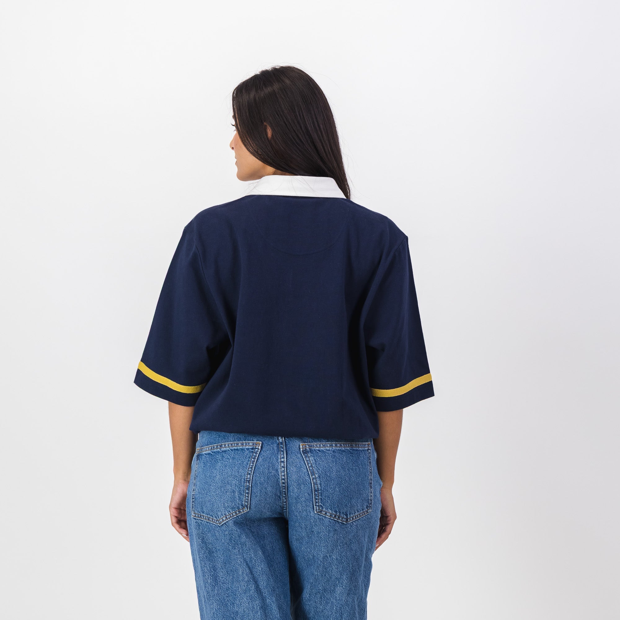 Real Madrid Twill Tape Detail SS Rugby Polo - Navy - Old School