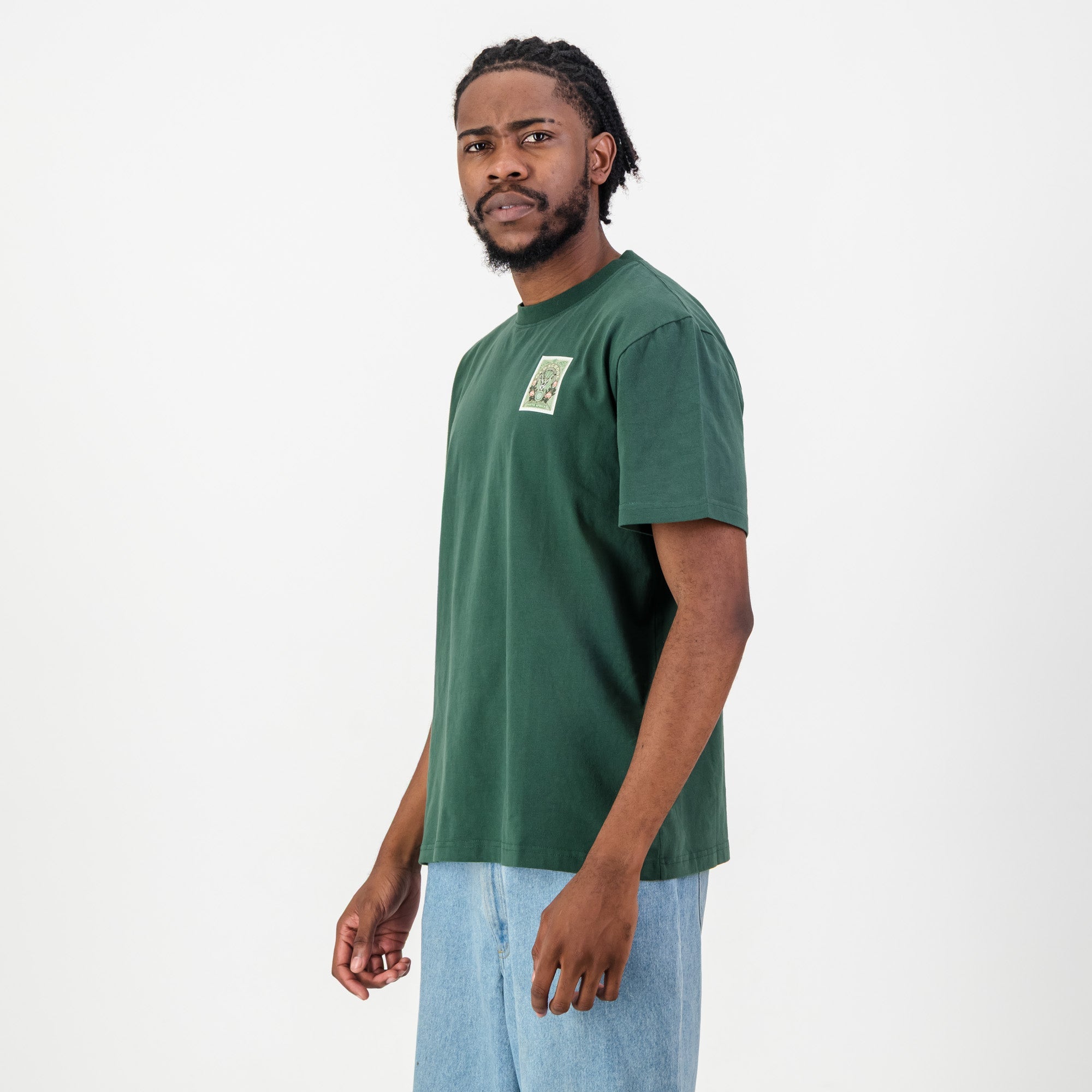 SA Supporters Stamp Reg Crew Tee - OS Green - Old School