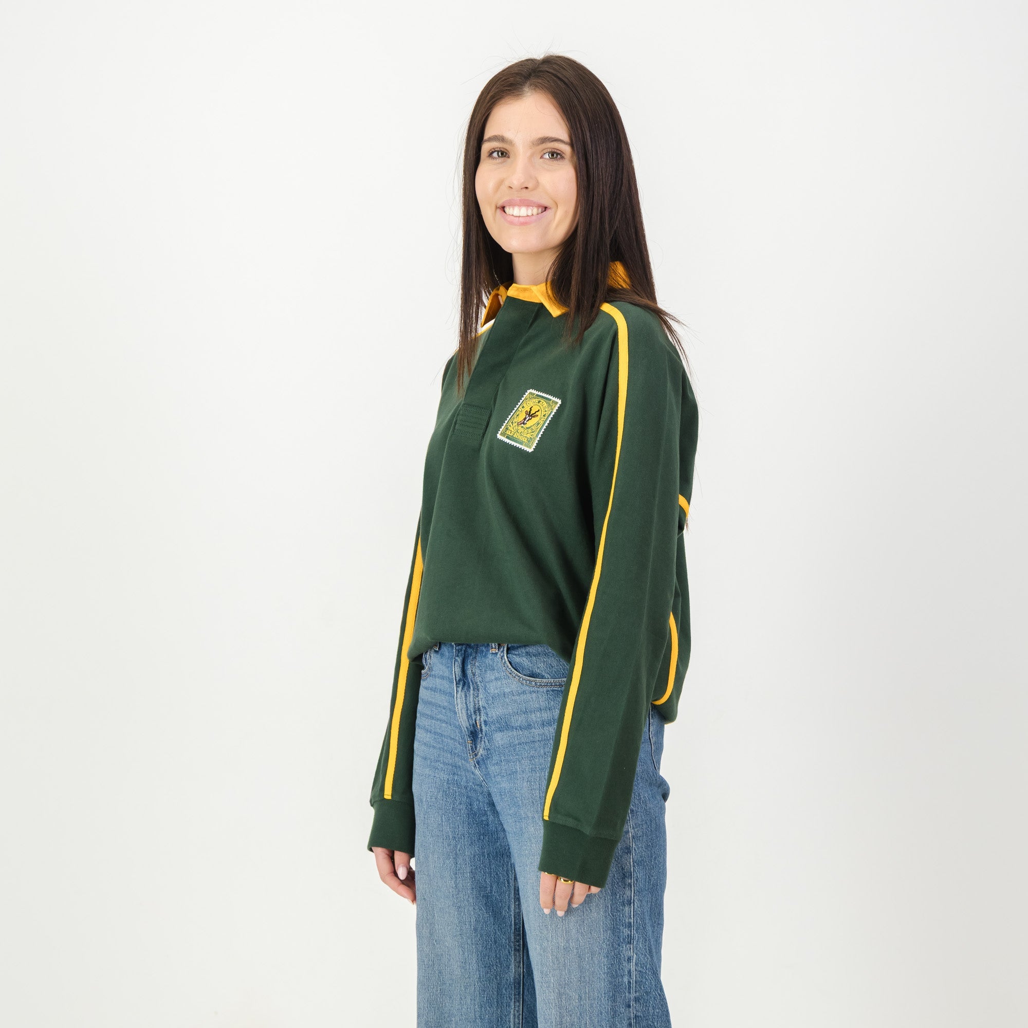 SA Supporters Twill Raglan LS Rugby Jersey - OS Green - Old School