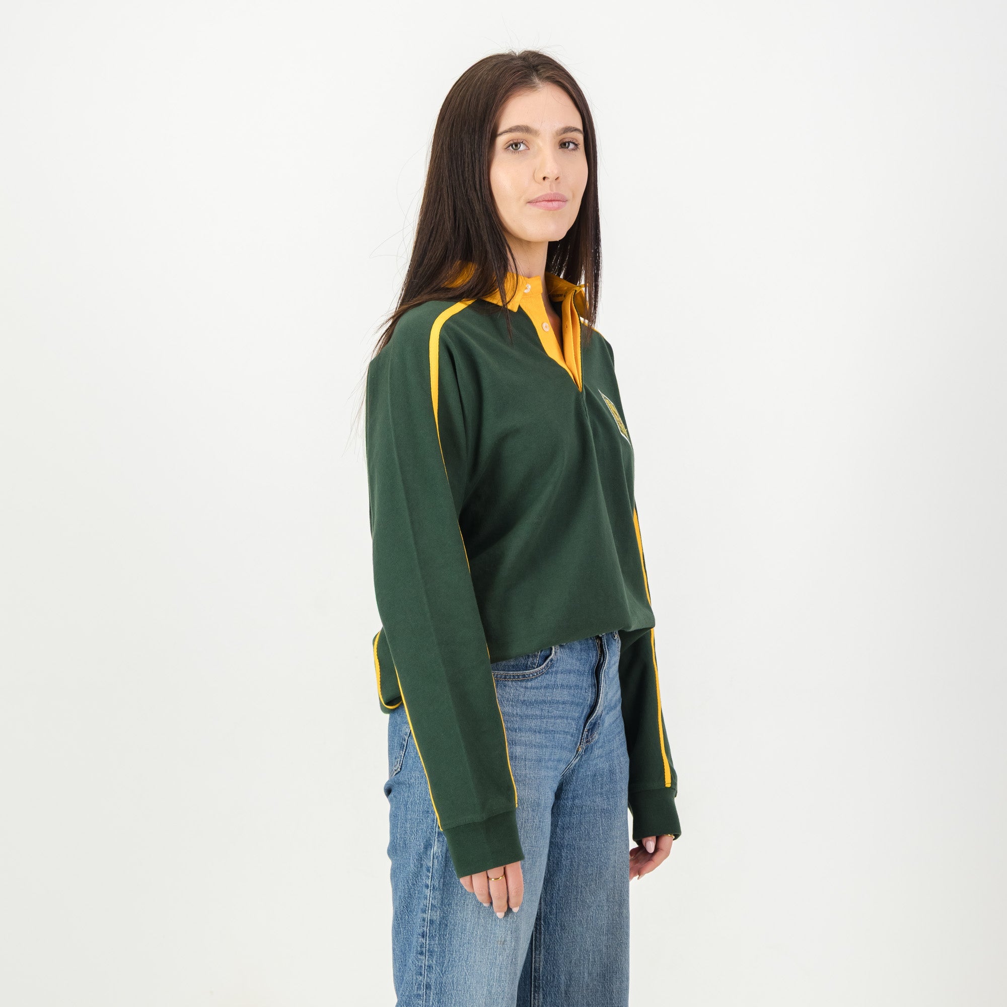 SA Supporters Twill Raglan LS Rugby Jersey - OS Green - Old School