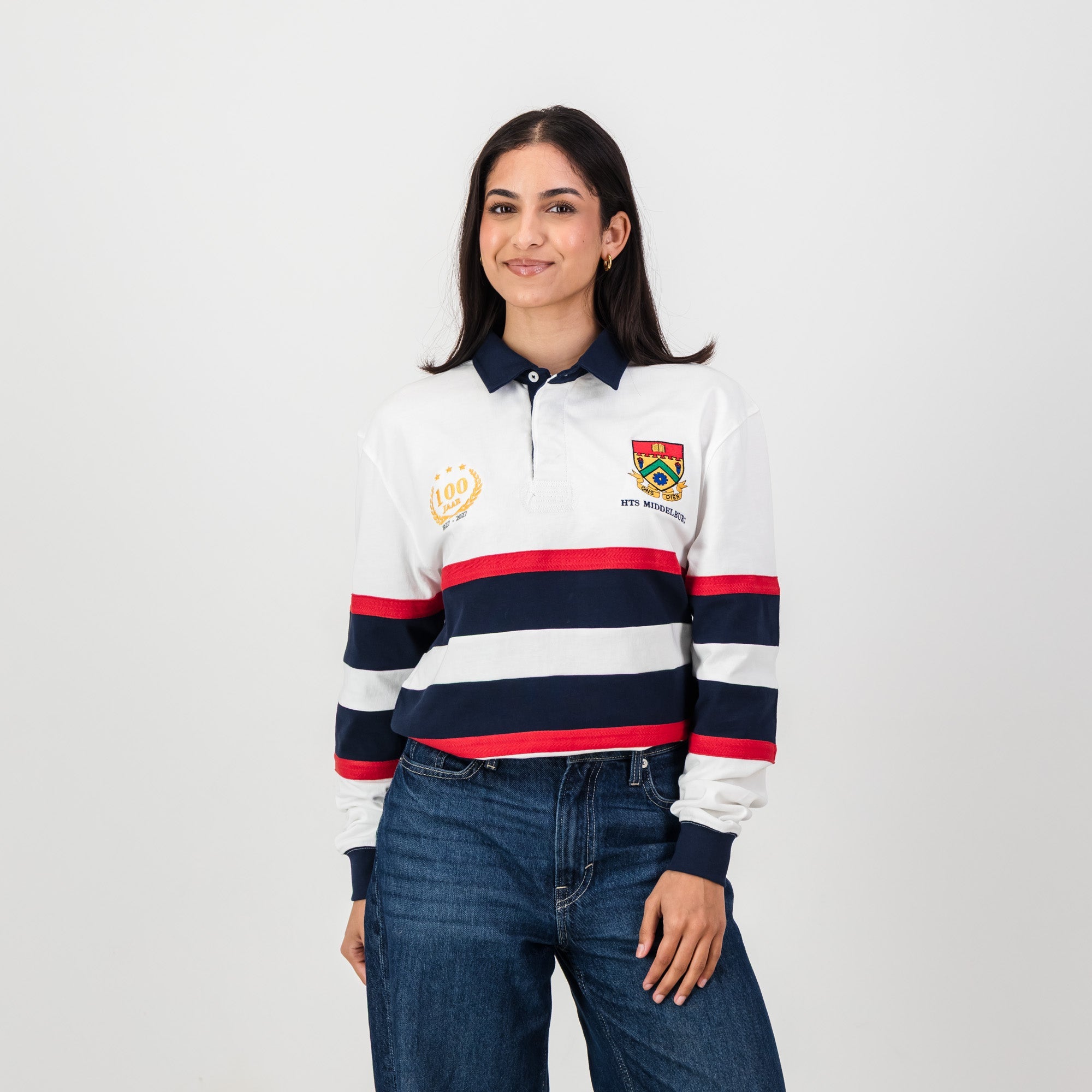 Schools HTS Middelburg LS Rugby Jersey - White - Old School