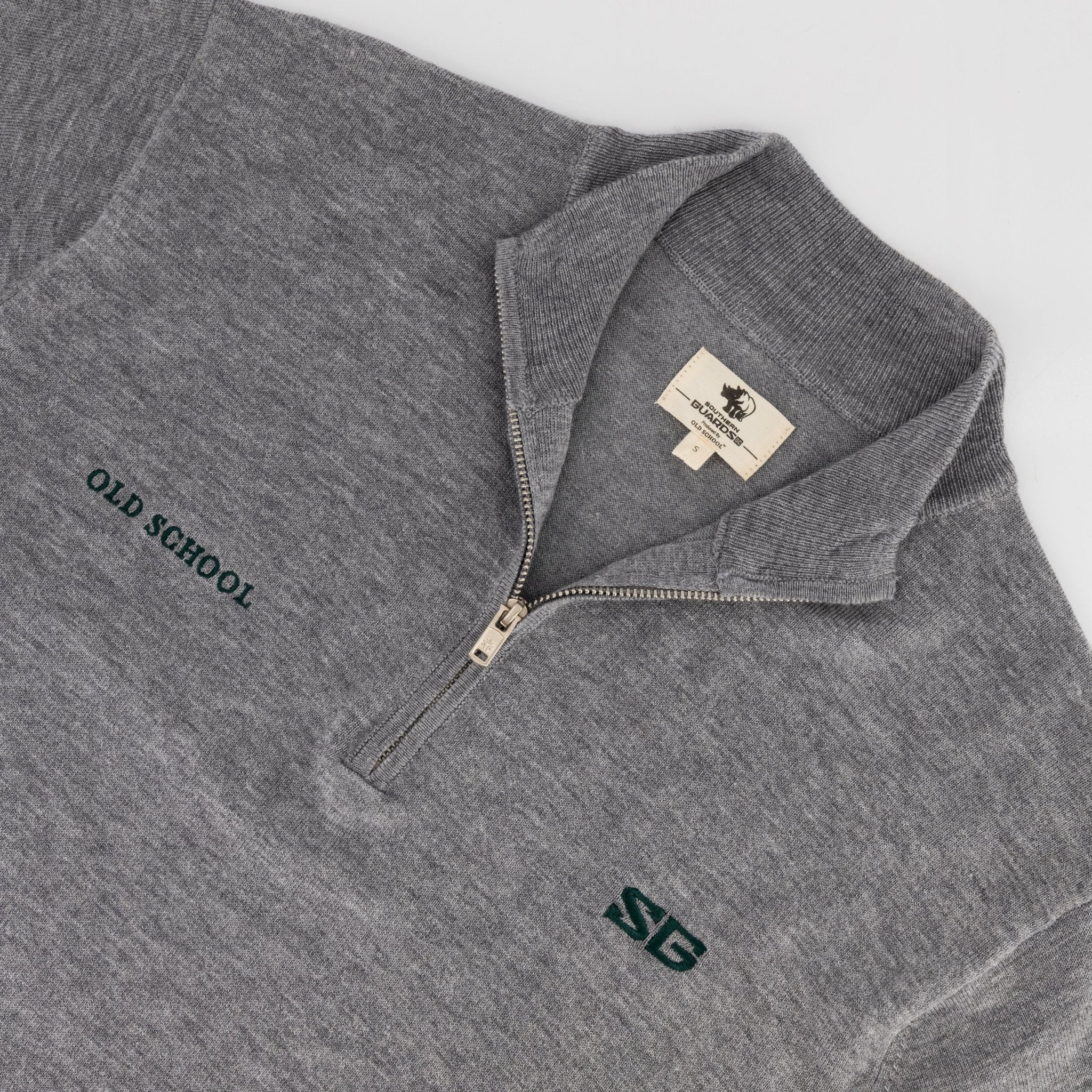 Southern Guards Classic Knitwear Quarter Zip Plain Grey - Old School