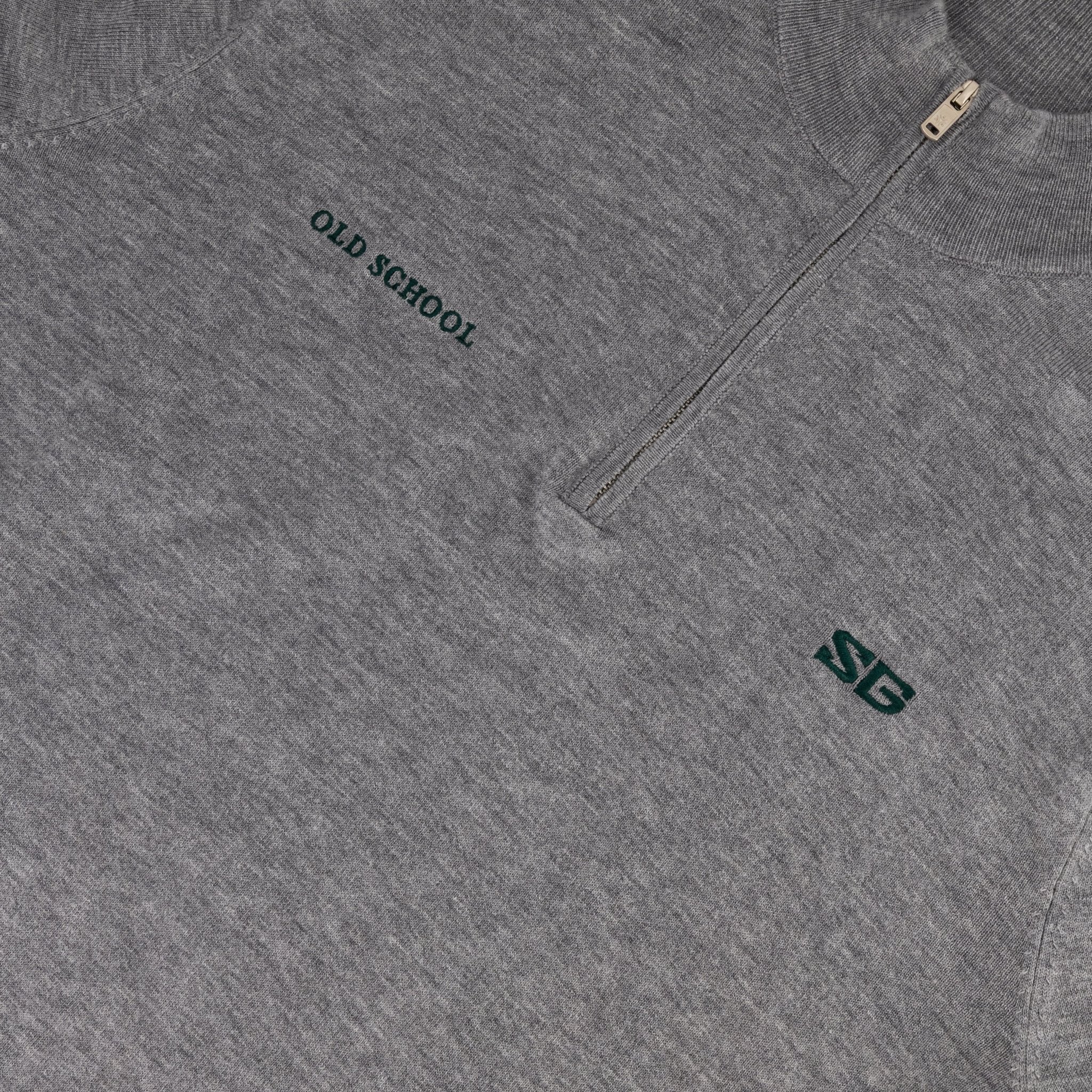 Southern Guards Classic Knitwear Quarter Zip Plain Grey - Old School