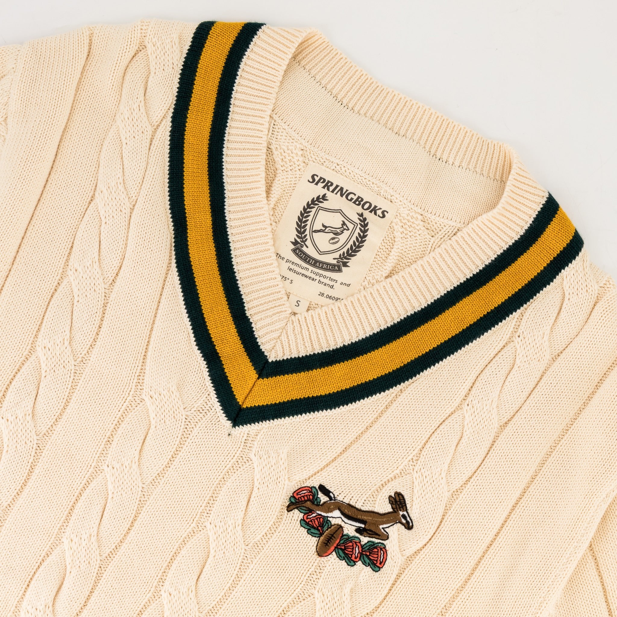 Springboks 95 LS V - neck Knit - Ivory - Old School