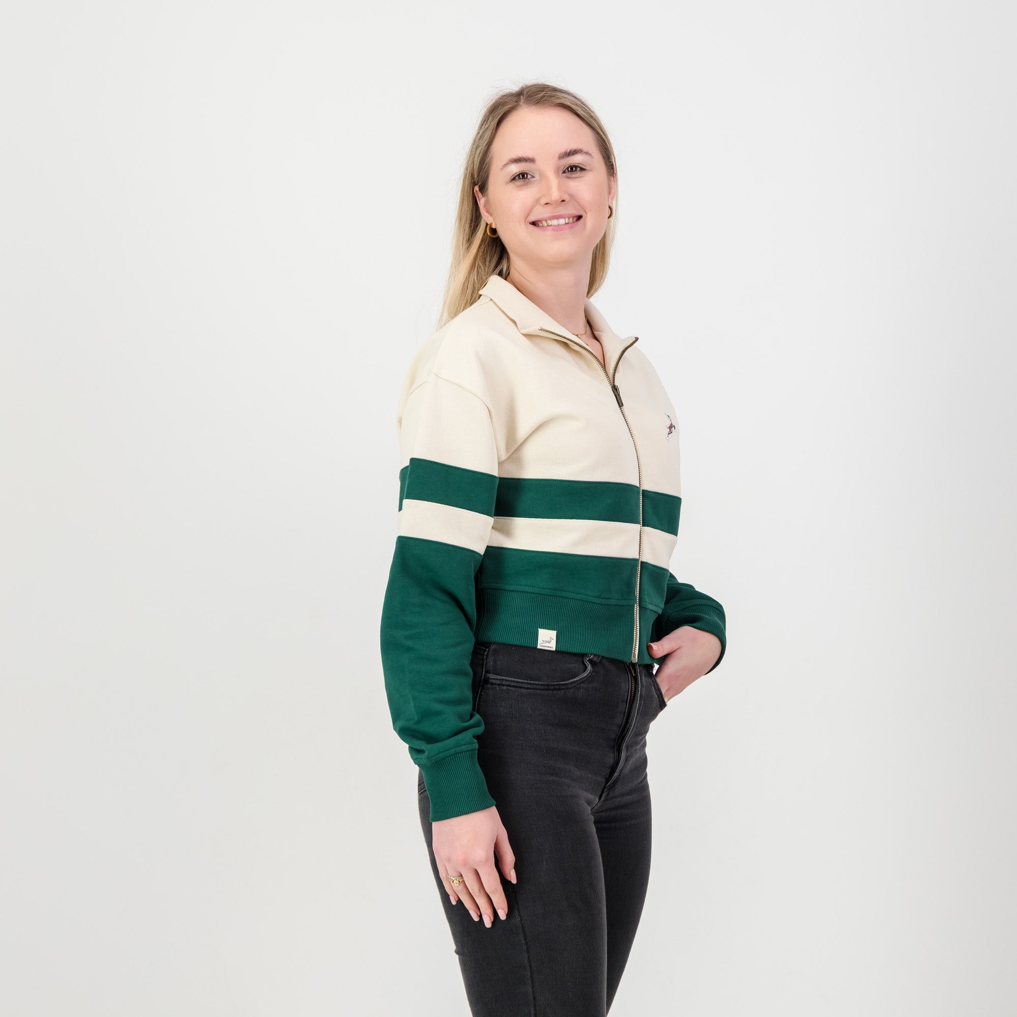 Springboks CB Zip Through Sweat - OS Green - Old School