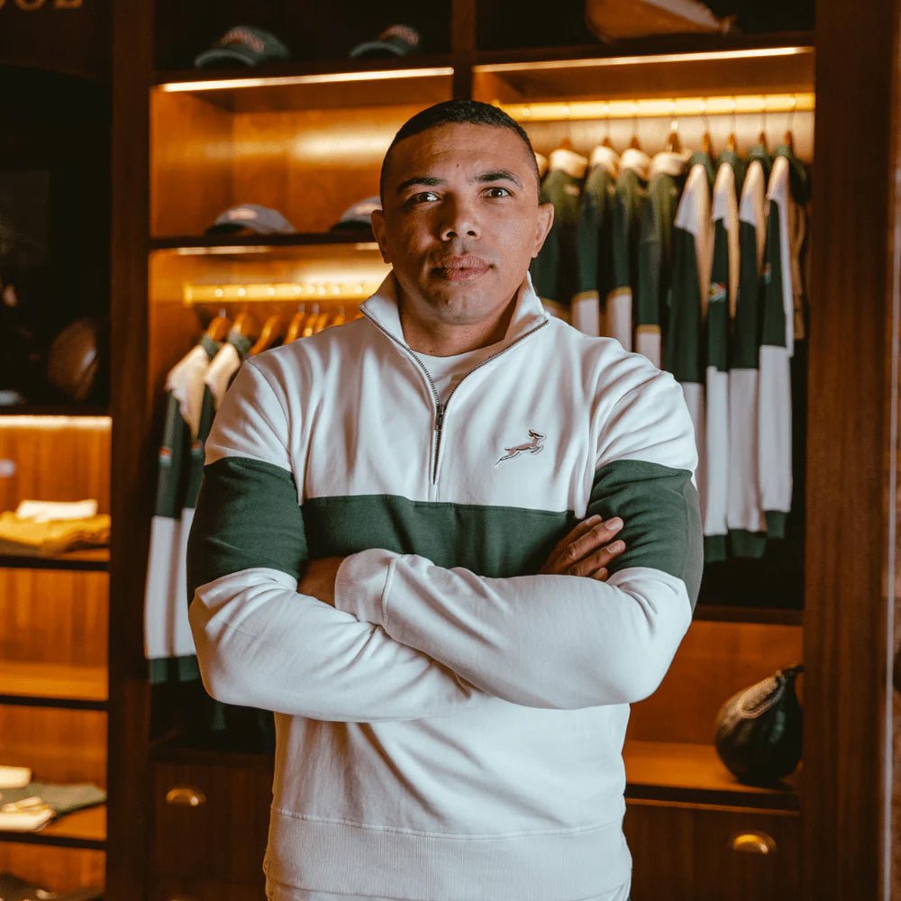 Springboks Classic Hoop Quarter Zip - Cloud Dancer - Old School