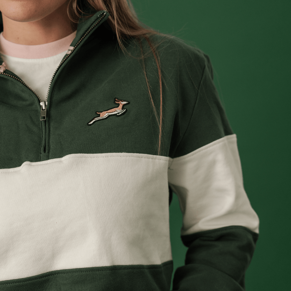 Springboks Classic Hoop Quarter Zip - OS Green - Old School