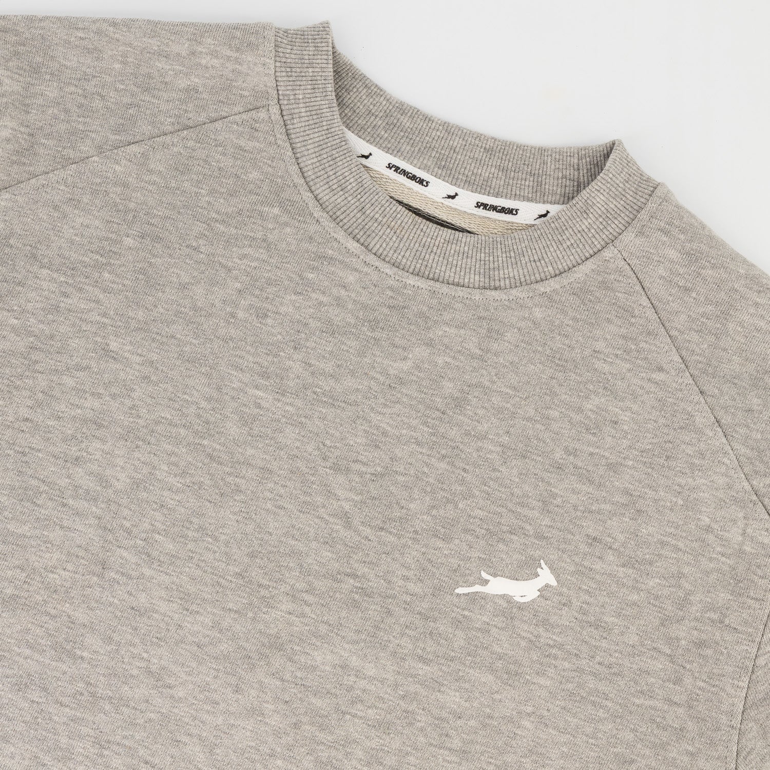 Springboks Crop Crew Sweat - LT Grey Melange - Old School