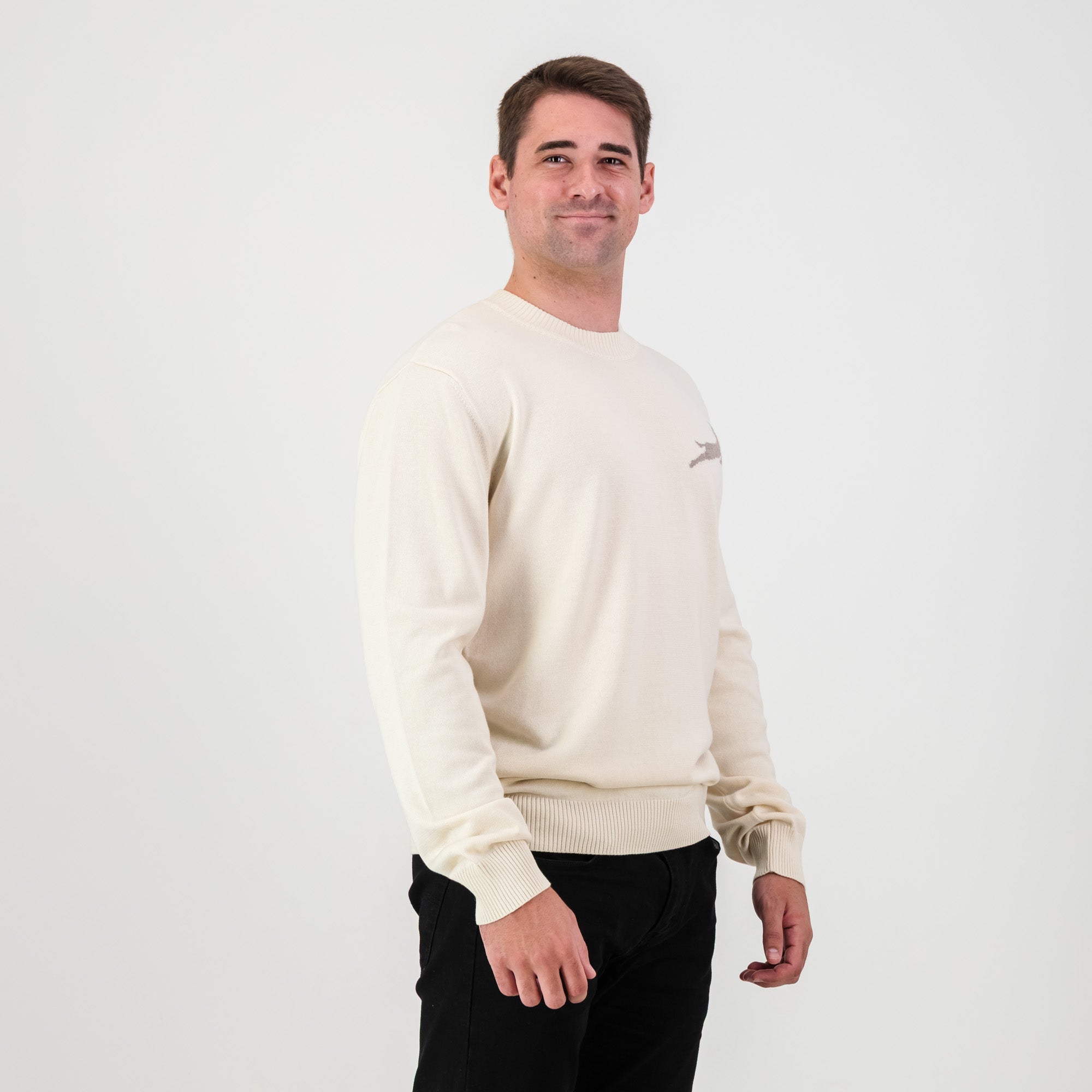 Springboks Faded Bok Crew Neck Knit - Ivory - Old School