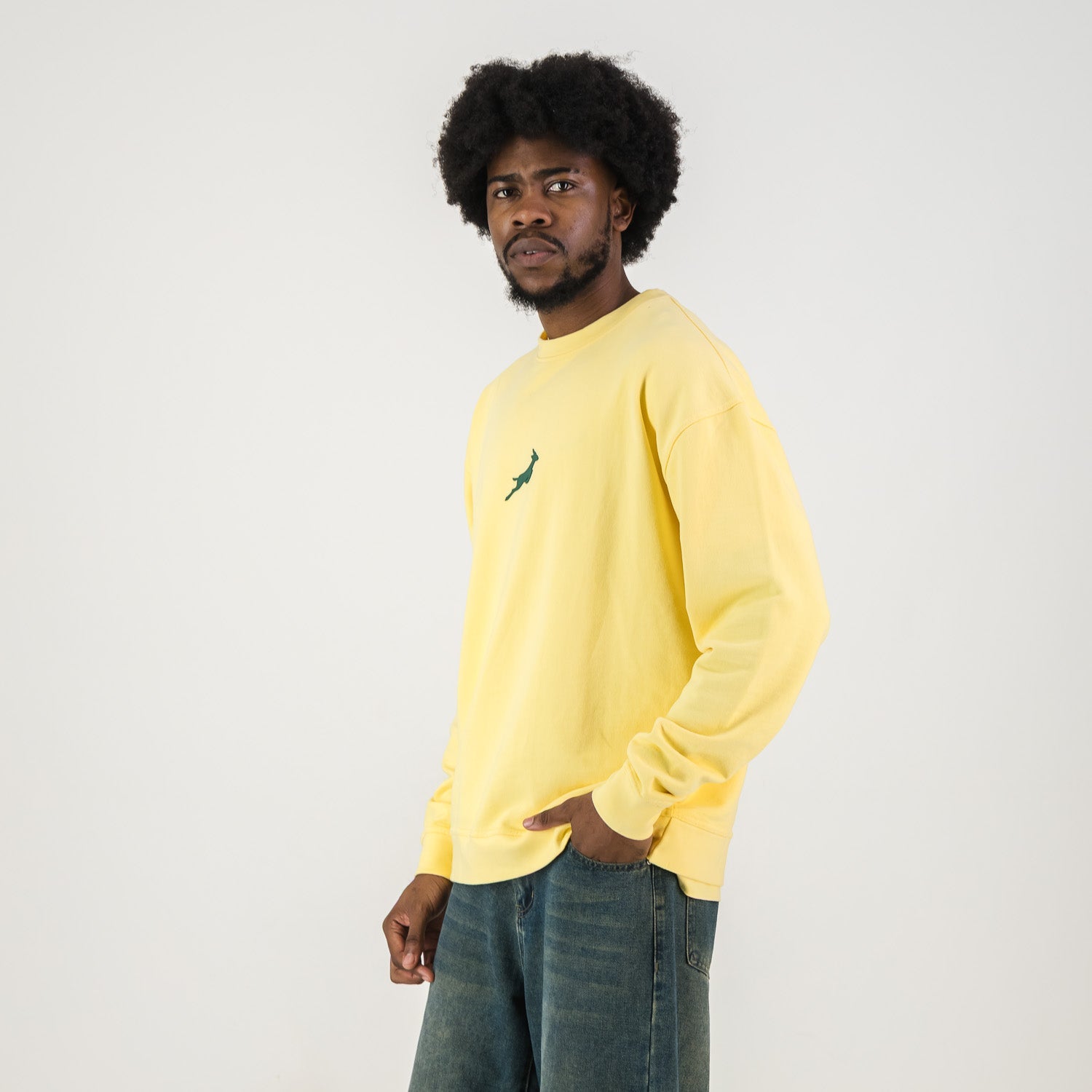 Springboks HS Middle Logo Crew Sweat - Sunshine - Old School