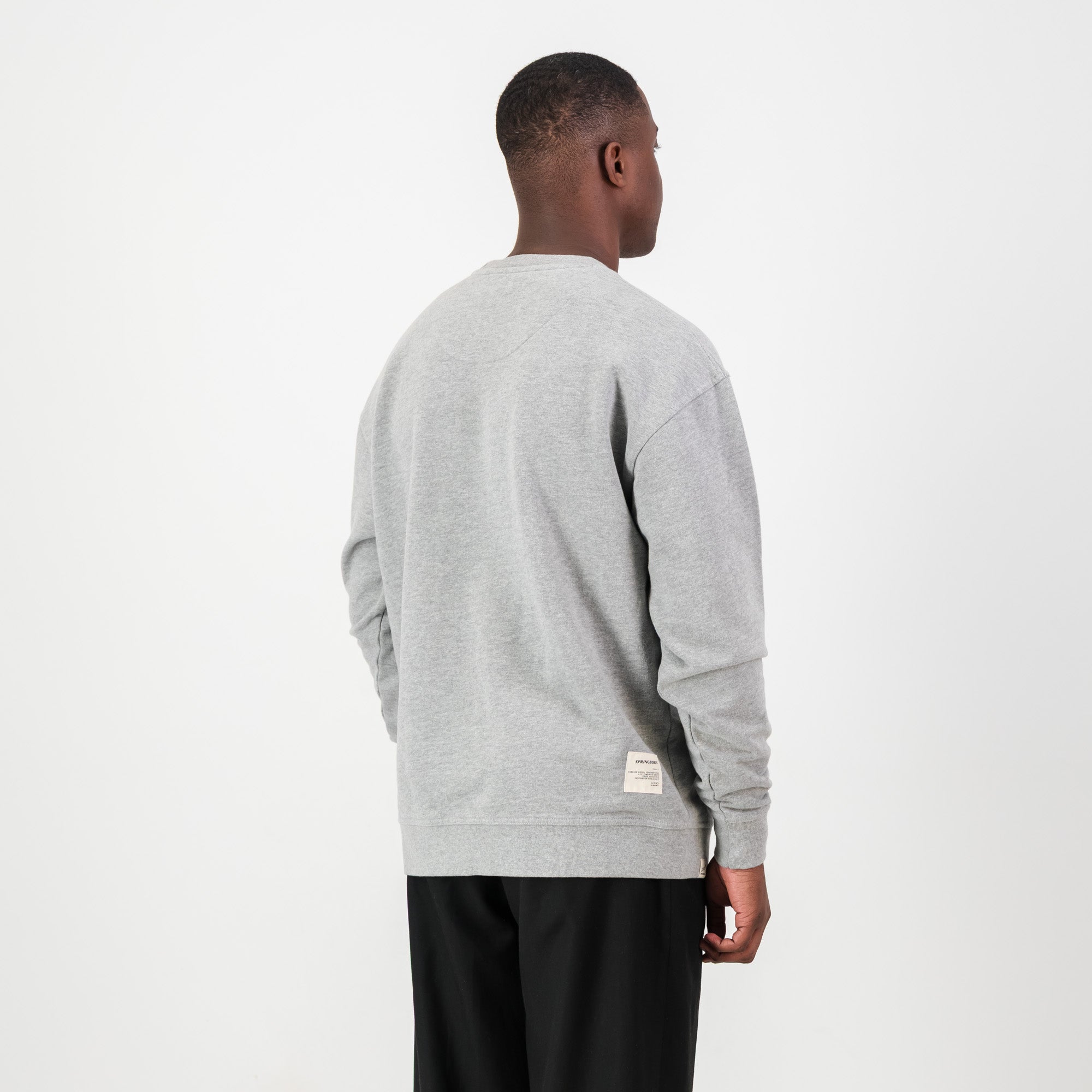 Springboks HS Small logo Crew Sweat - LT Grey Melange - Old School