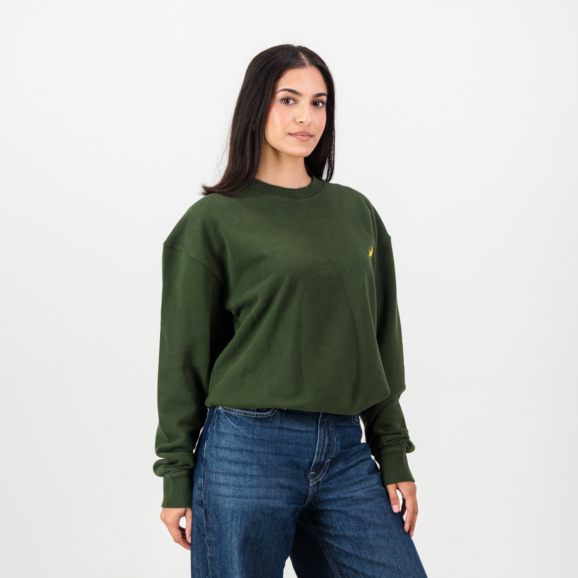Springboks HS Small logo Crew Sweat - Military Olive - Old School