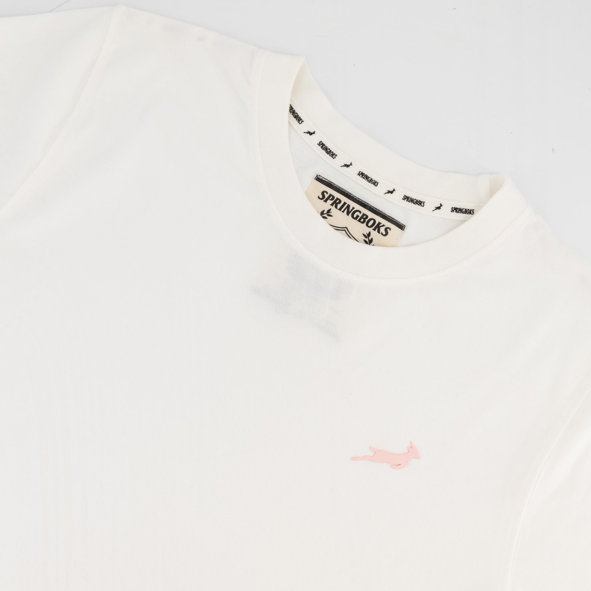 Springboks HS Sml Logo L Crew Tee - White - Old School