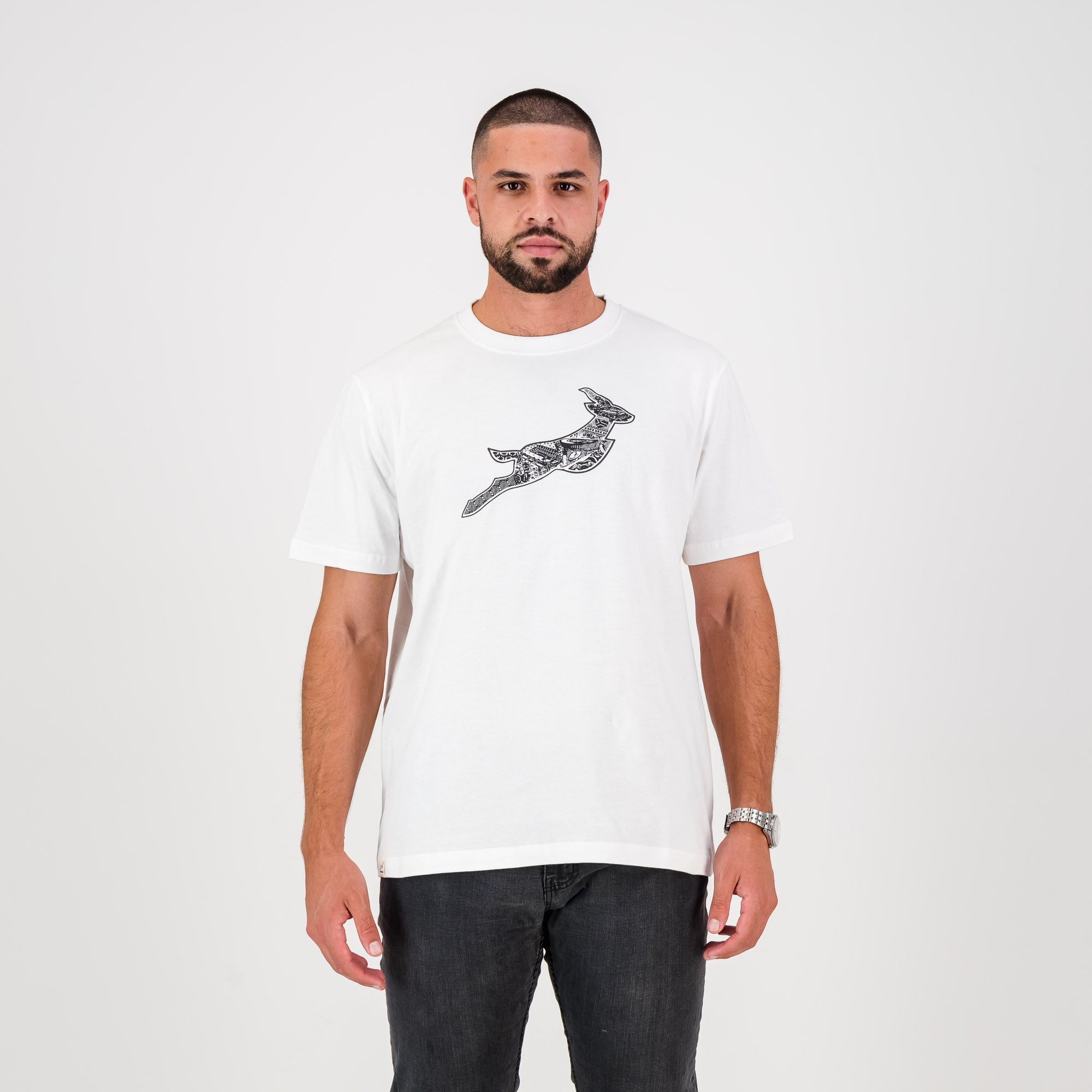 Springboks Infill Crew Tee - White - Old School